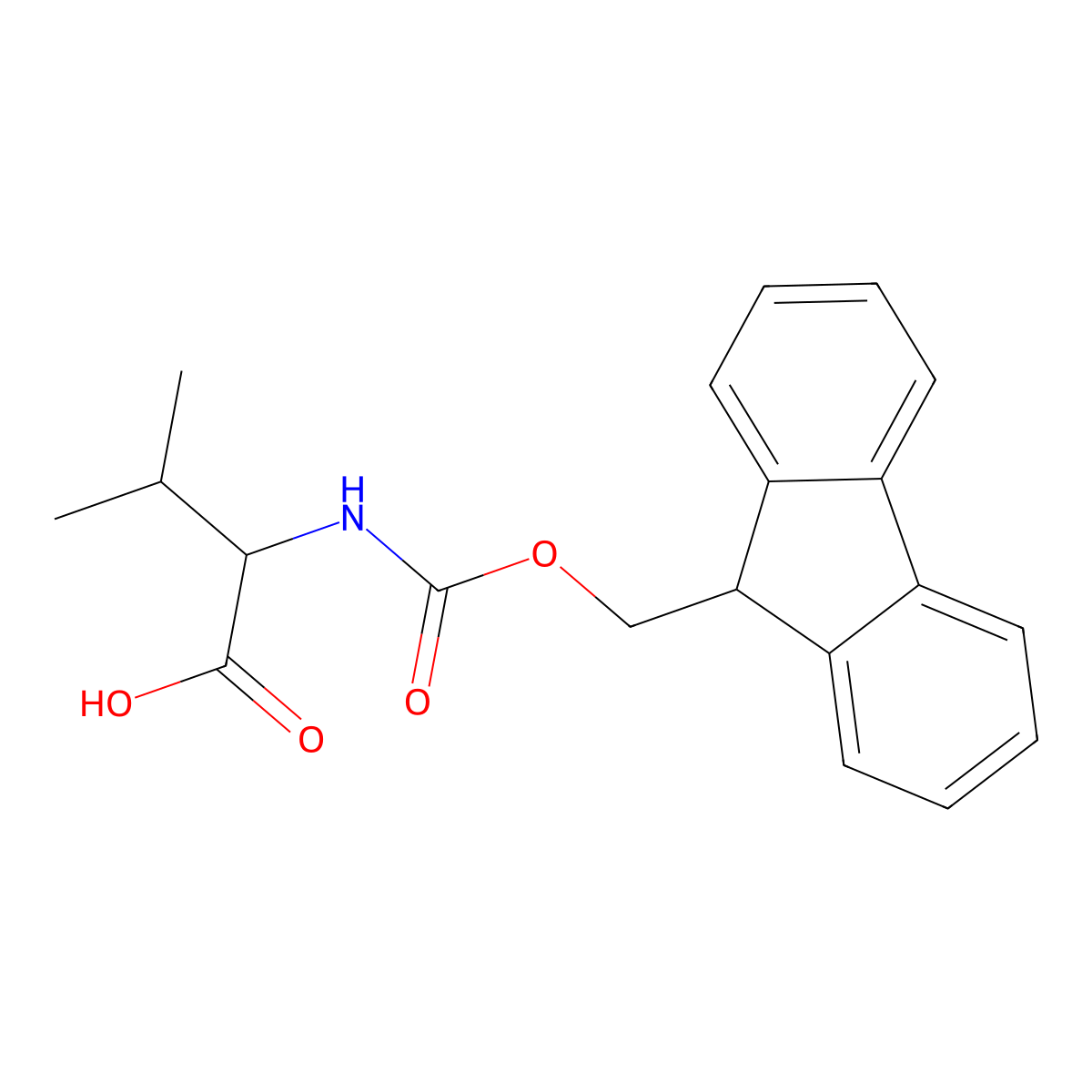 N-((9H-fluoren-9-ylmethoxy)carbonyl)-L-valine molecular structure, CAS 126727-02-4