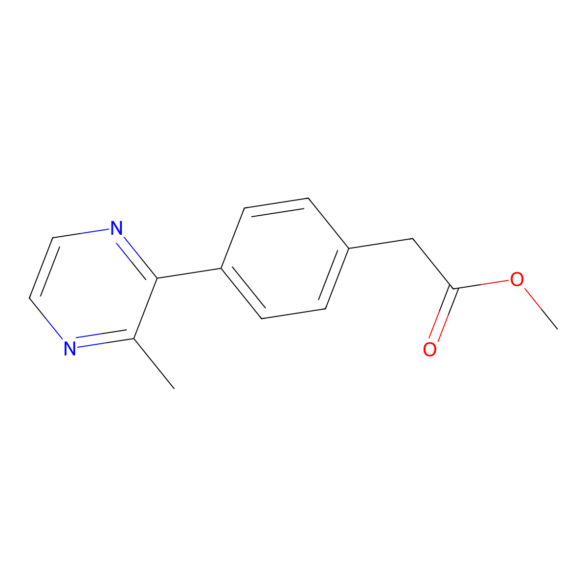 Methyl 2-[4-(3-methylpyrazin-2-yl)phenyl]acetate molecular structure, CAS 1267286-78-1