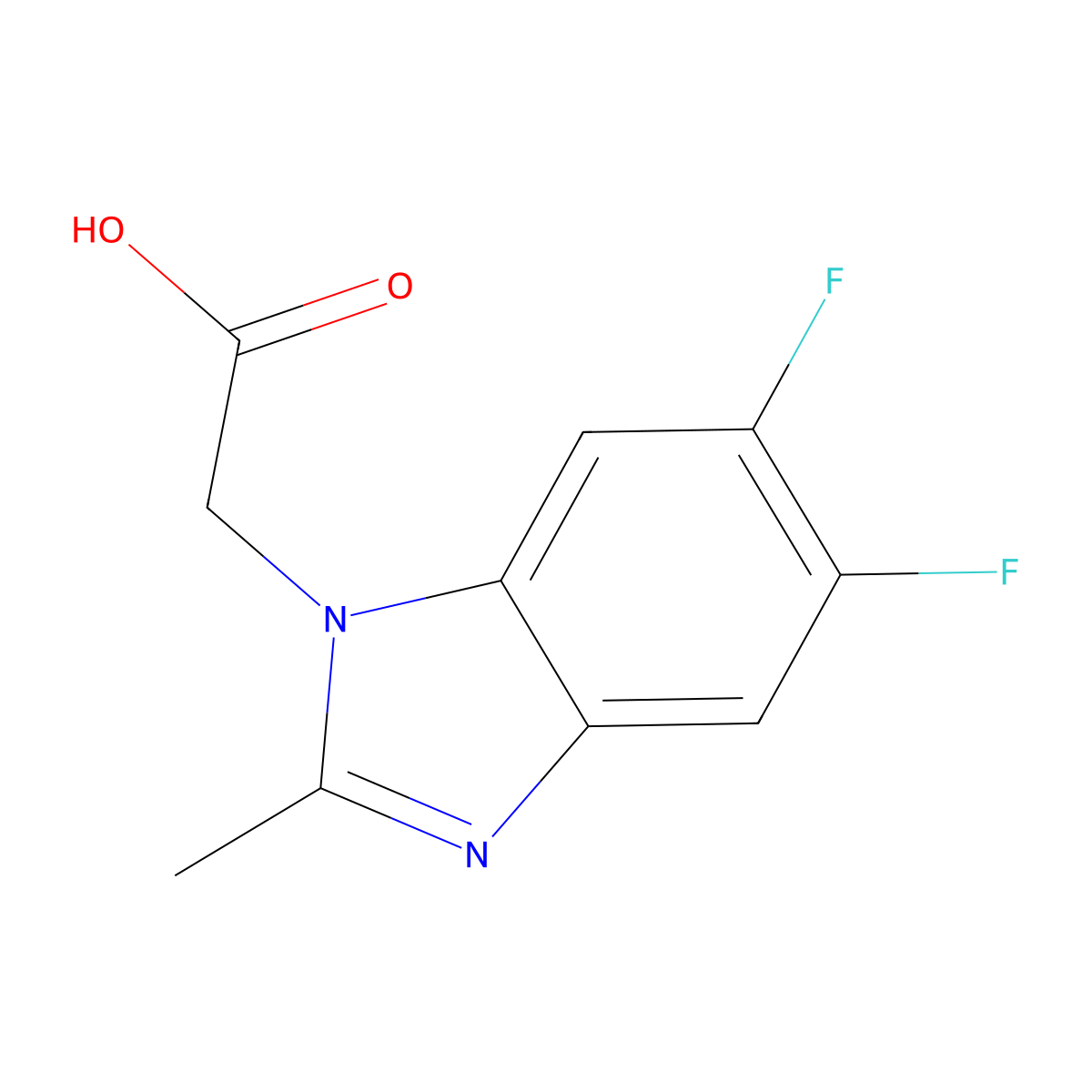 2-(5,6-difluoro-2-methyl-1H-1,3-benzodiazol-1-yl)acetic acid molecular structure, CAS 1267297-25-5