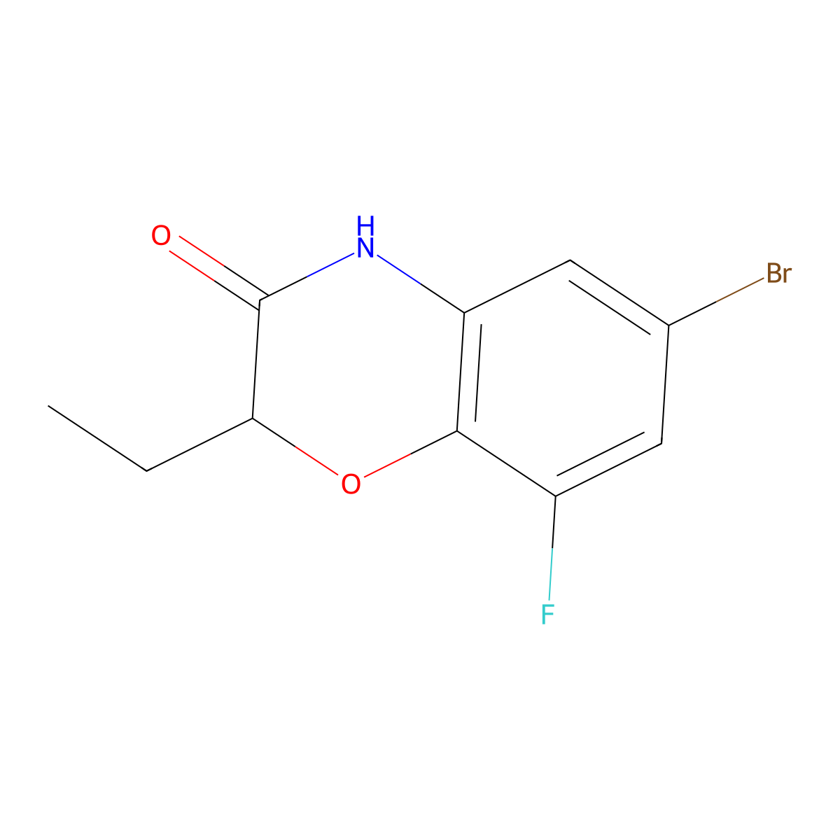 6-Bromo-2-ethyl-8-fluoro-2H-benzo[b][1,4]oxazin-3(4H)-one molecular structure, CAS 1267309-67-0