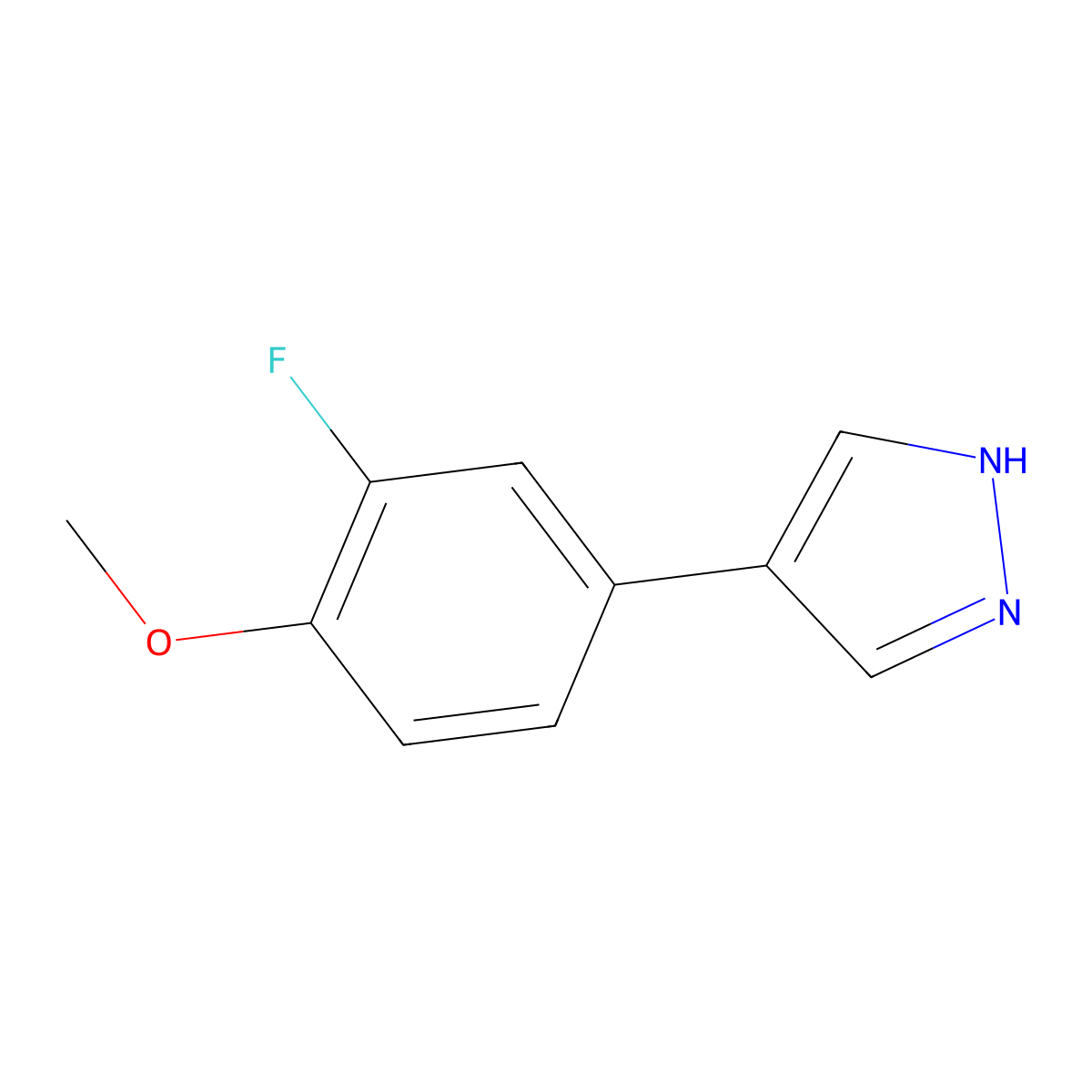 4-(3-Fluoro-4-methoxyphenyl)-1H-pyrazole molecular structure, CAS 1267315-38-7