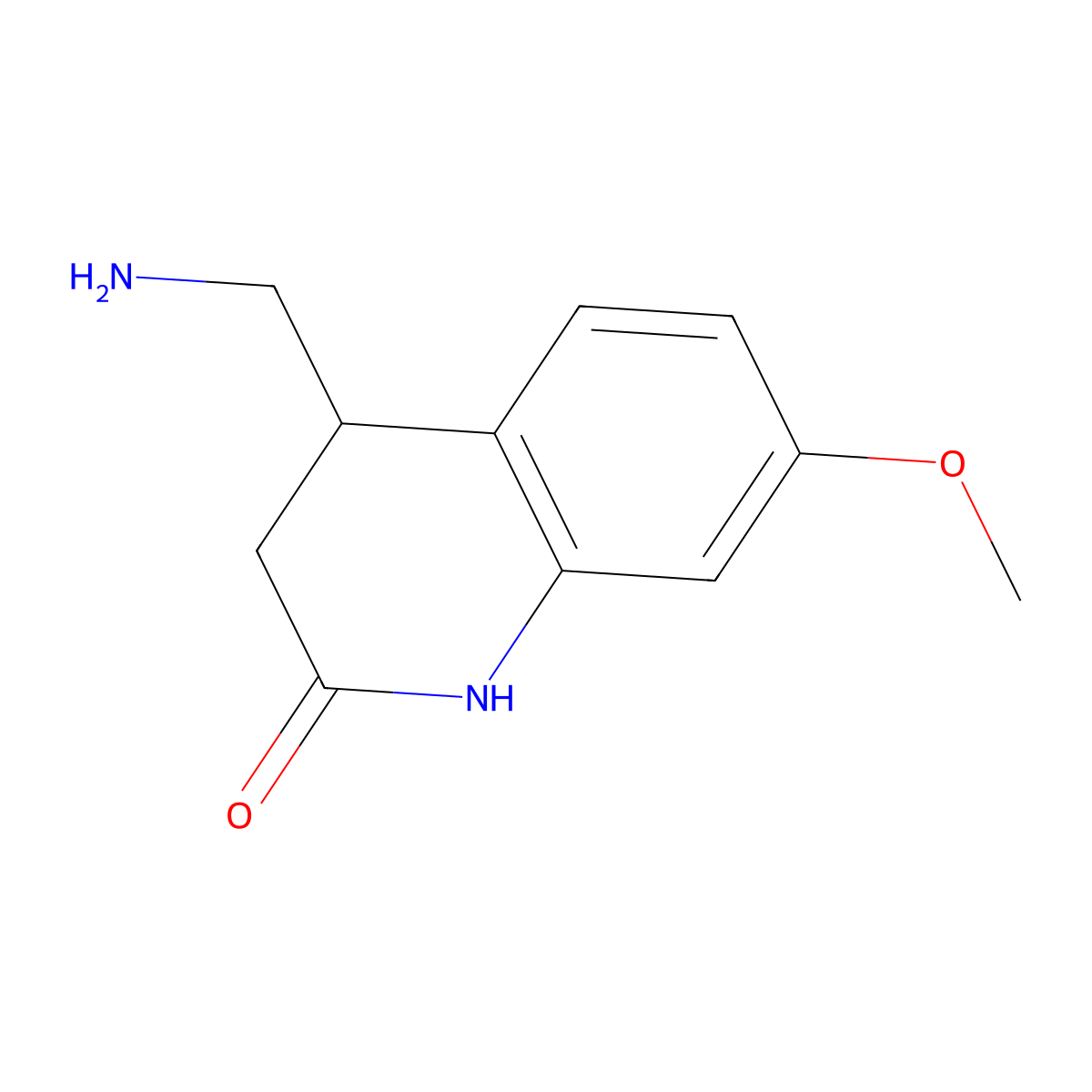 4-(aminomethyl)-7-methoxy-3,4-dihydroquinolin-2(1H)-one molecular structure, CAS 1267316-28-8