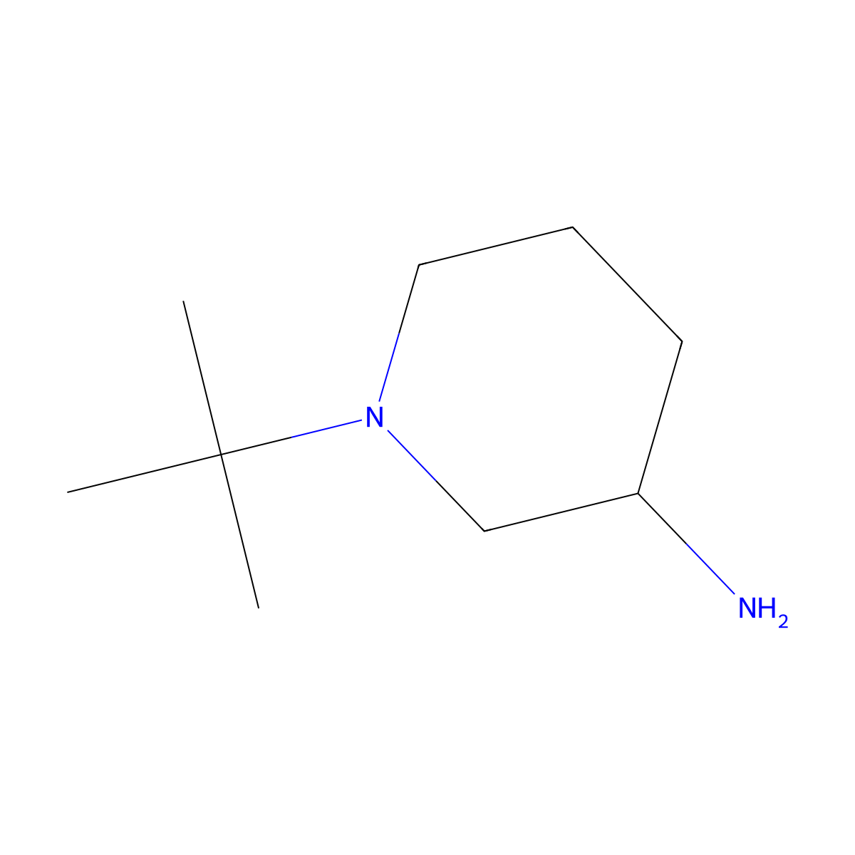 1-Tert-butylpiperidin-3-amine molecular structure, CAS 1267318-23-9