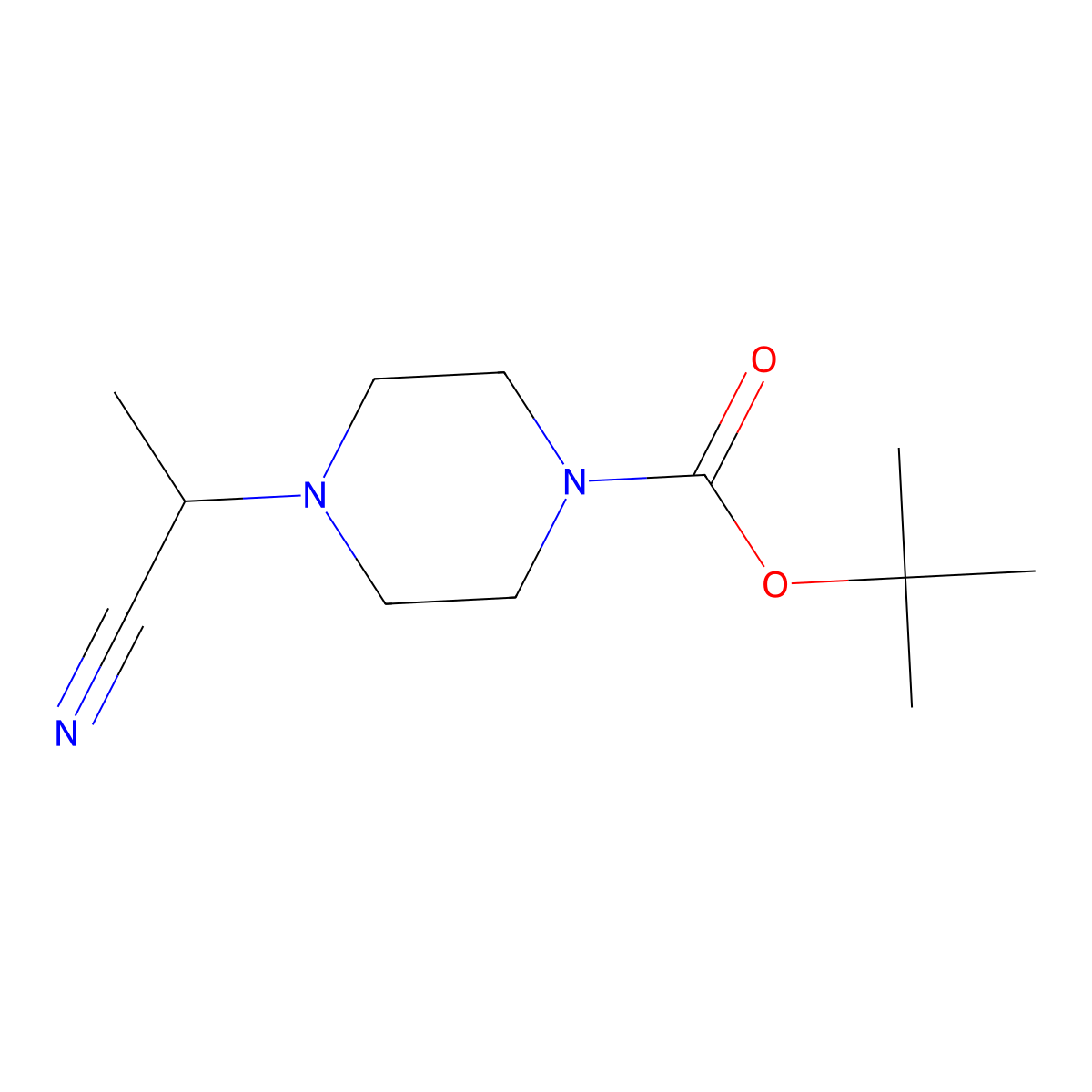 Tert-butyl 4-(1-cyanoethyl)piperazine-1-carboxylate molecular structure, CAS 1267321-28-7