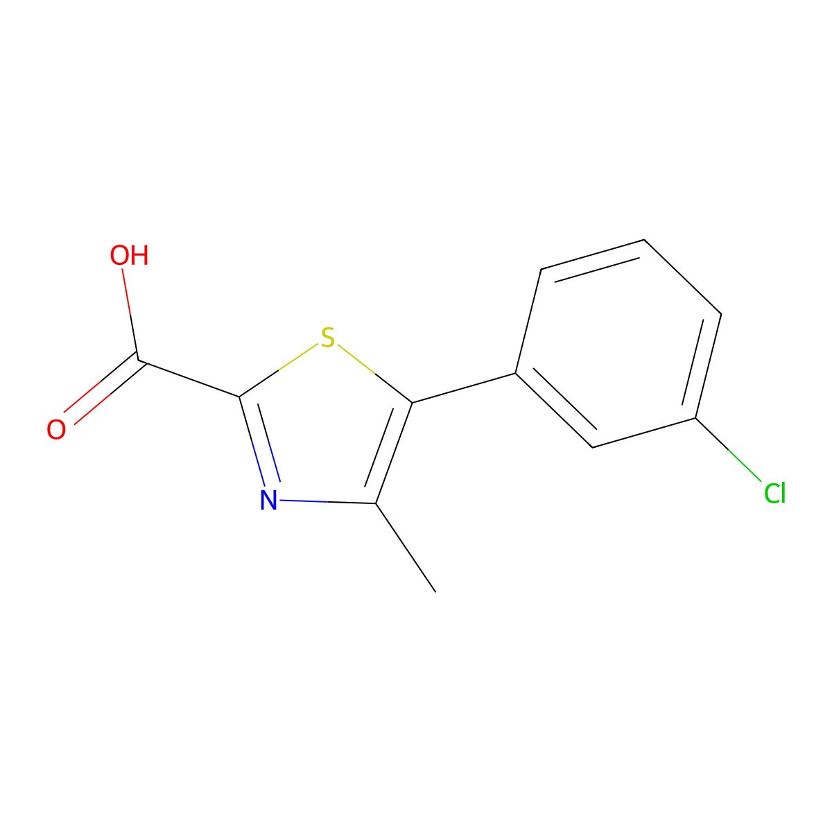 5-(3-Chlorophenyl)-4-methyl-1,3-thiazole-2-carboxylic acid molecular structure, CAS 1267325-16-5
