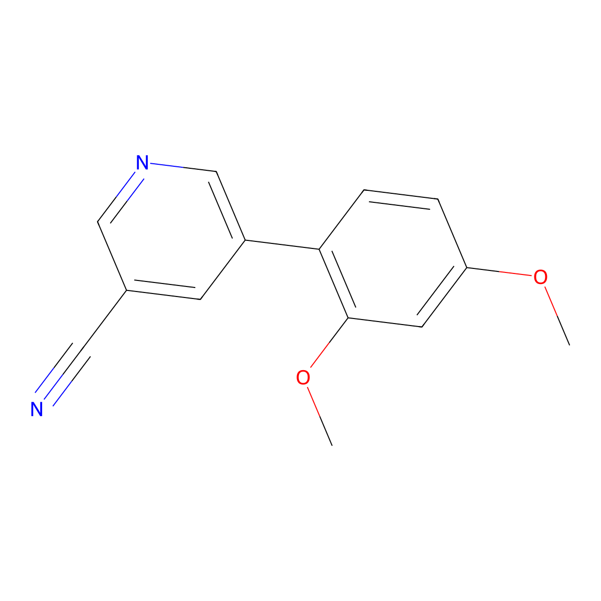 5-(2,4-Dimethoxyphenyl)nicotinonitrile molecular structure, CAS 1267328-85-7