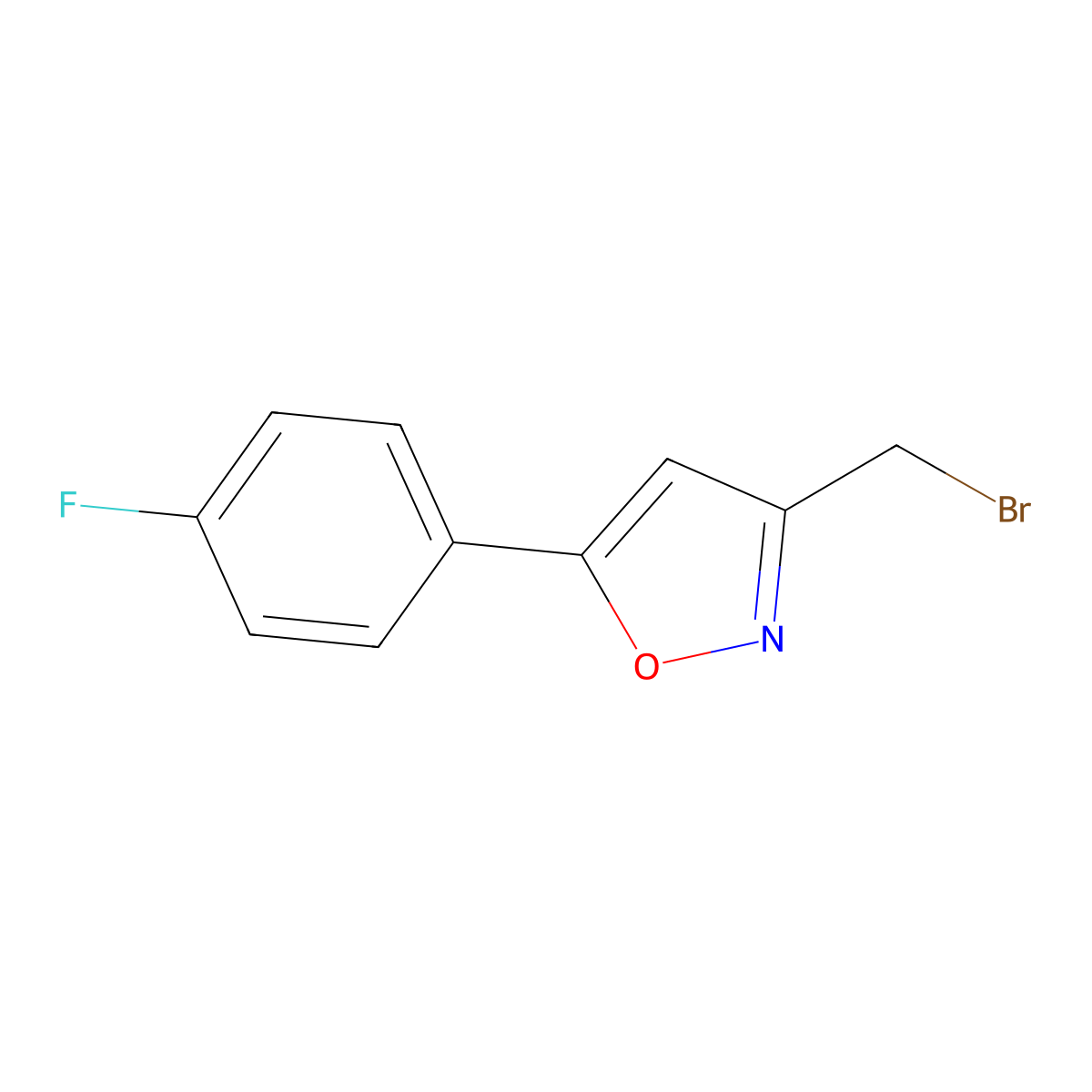 3-(Bromomethyl)-5-(4-fluorophenyl)-1,2-oxazole molecular structure, CAS 1267329-49-6