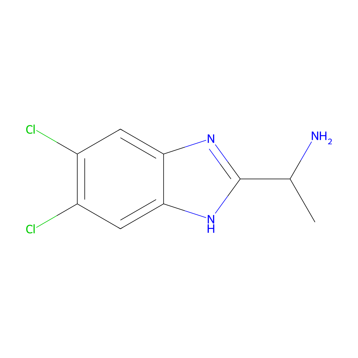 1-(5,6-dichloro-1H-1,3-benzodiazol-2-yl)ethan-1-amine molecular structure, CAS 1267333-85-6