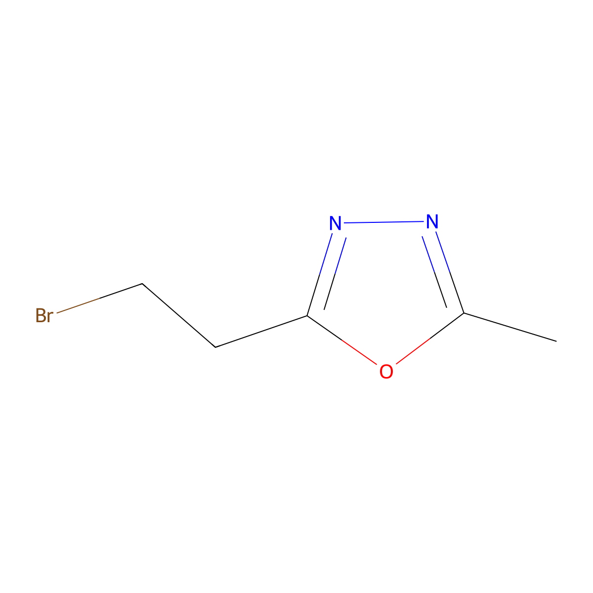 2-(2-Bromoethyl)-5-methyl-1,3,4-oxadiazole molecular structure, CAS 1267334-20-2