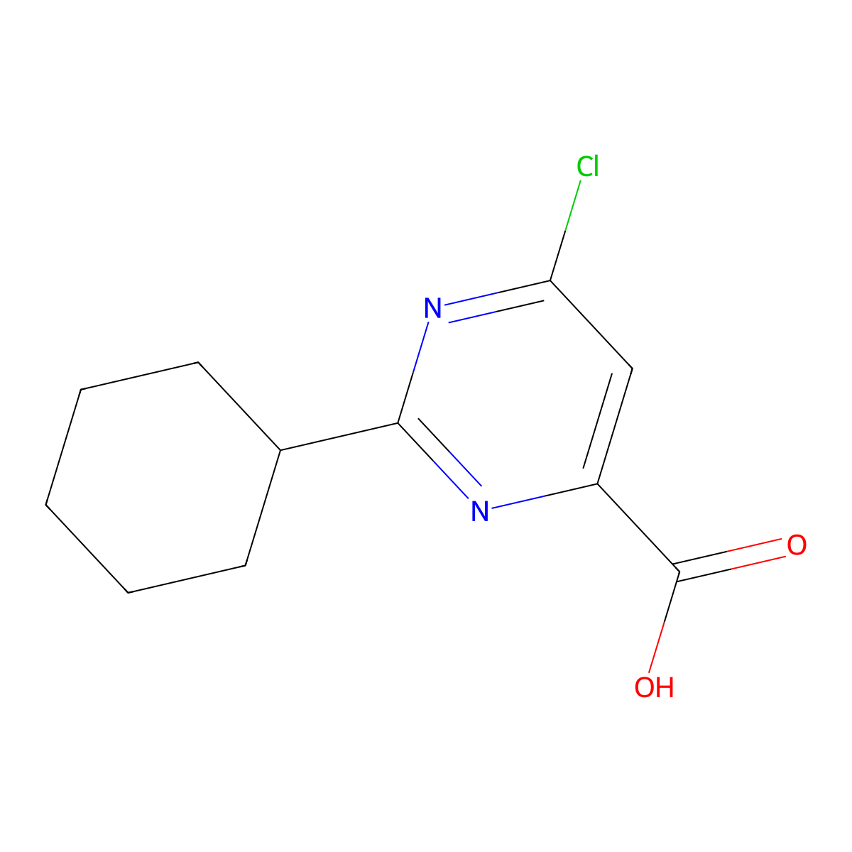 6-Chloro-2-cyclohexylpyrimidine-4-carboxylic acid molecular structure, CAS 1267334-72-4