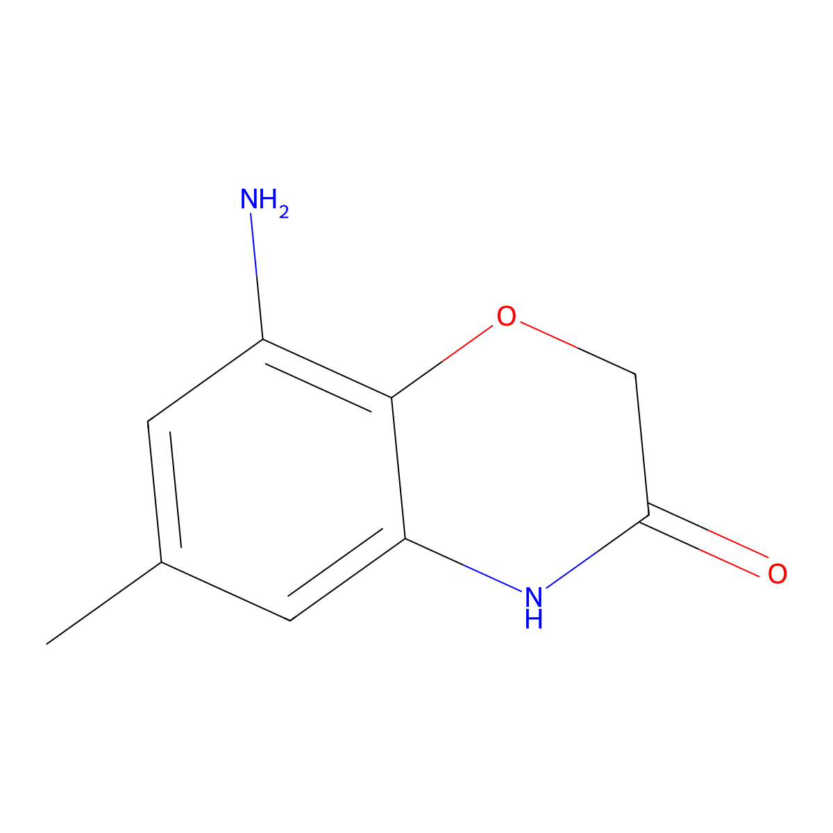 8-amino-6-methyl-3,4-dihydro-2H-1,4-benzoxazin-3-one molecular structure, CAS 1267334-91-7