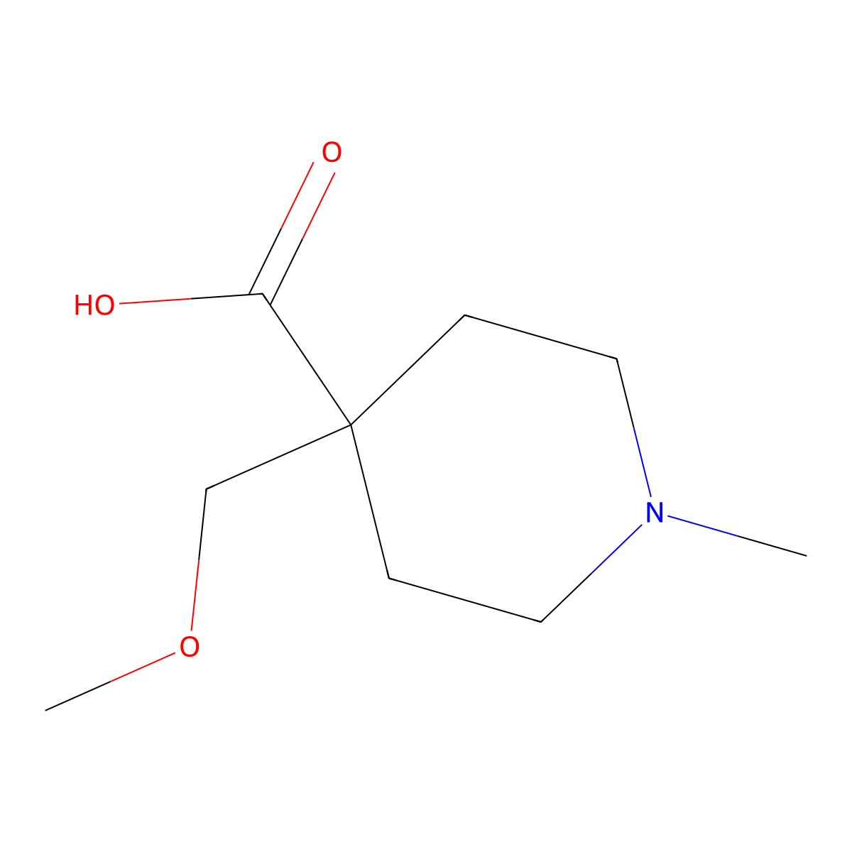 4-(Methoxymethyl)-1-methylpiperidine-4-carboxylic acid molecular structure, CAS 1267335-05-6