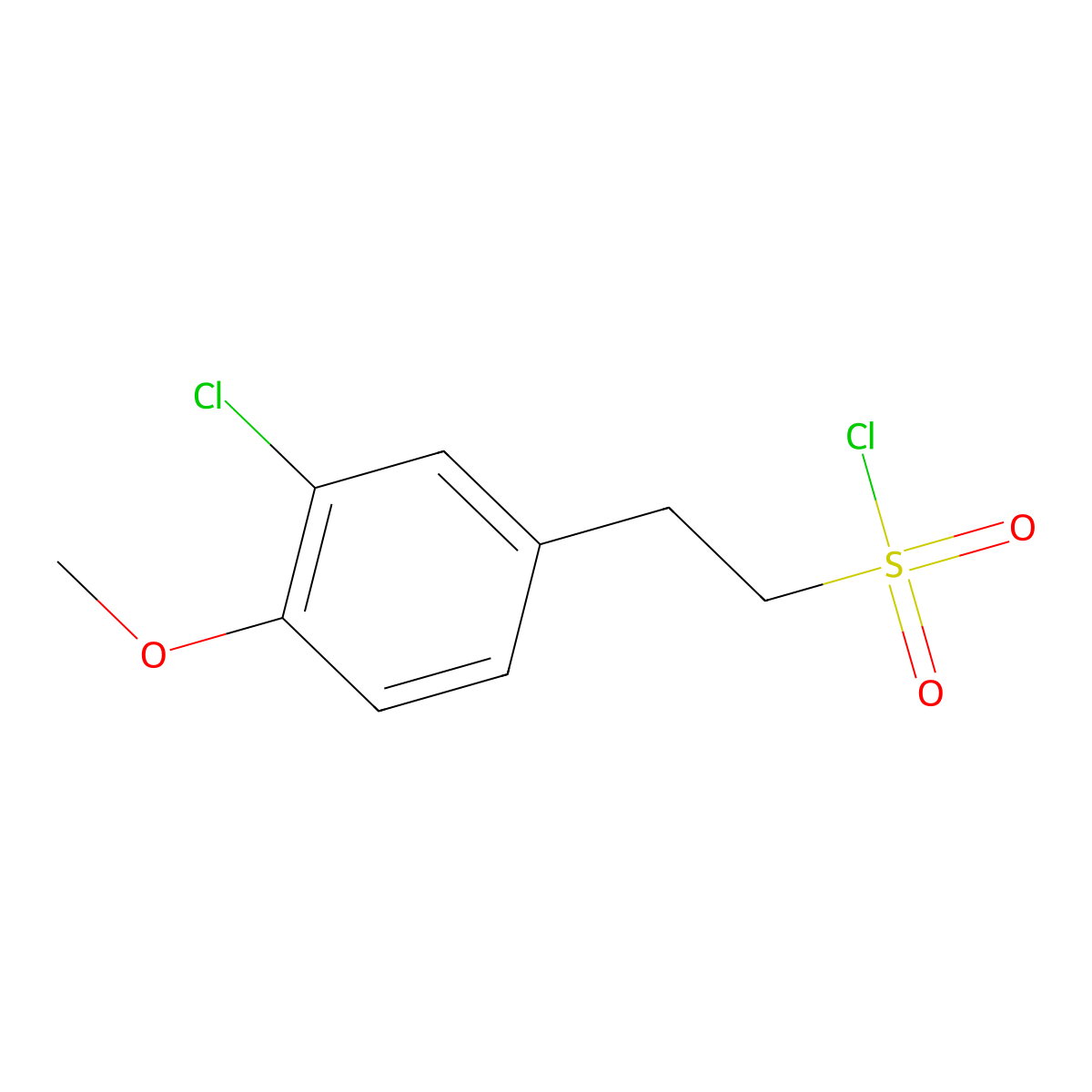2-(3-Chloro-4-methoxyphenyl)ethane-1-sulfonyl chloride molecular structure, CAS 1267337-52-9