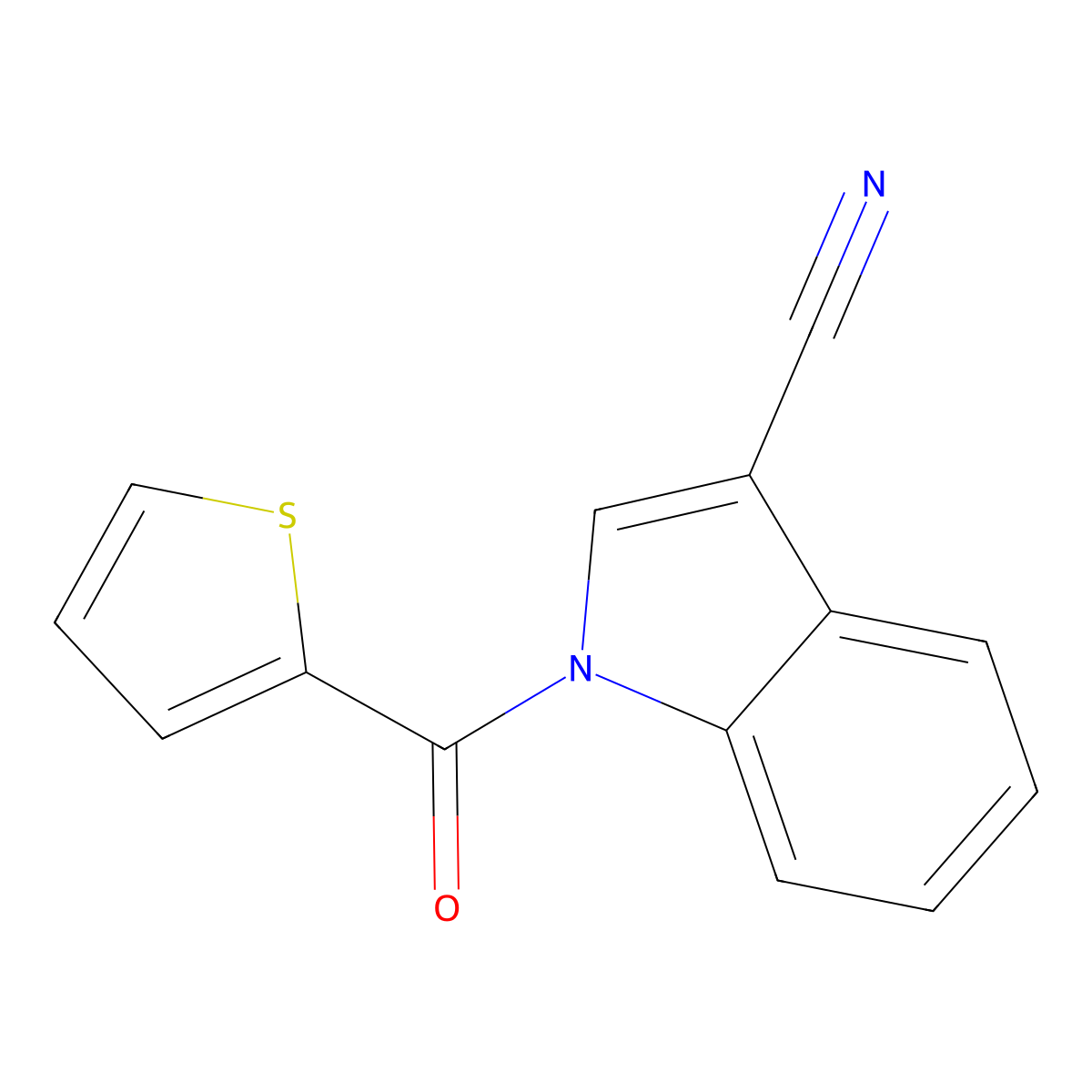 1-(thiophen-2-ylcarbonyl)-1H-indole-3-carbonitrile molecular structure, CAS 1267340-84-0