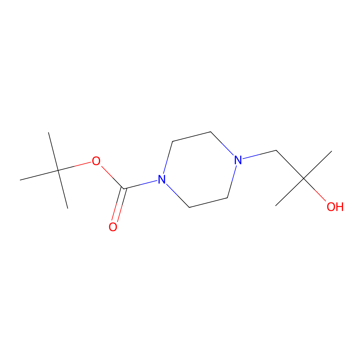 Tert-butyl 4-(2-hydroxy-2-methylpropyl)piperazine-1-carboxylate molecular structure, CAS 1267341-14-9