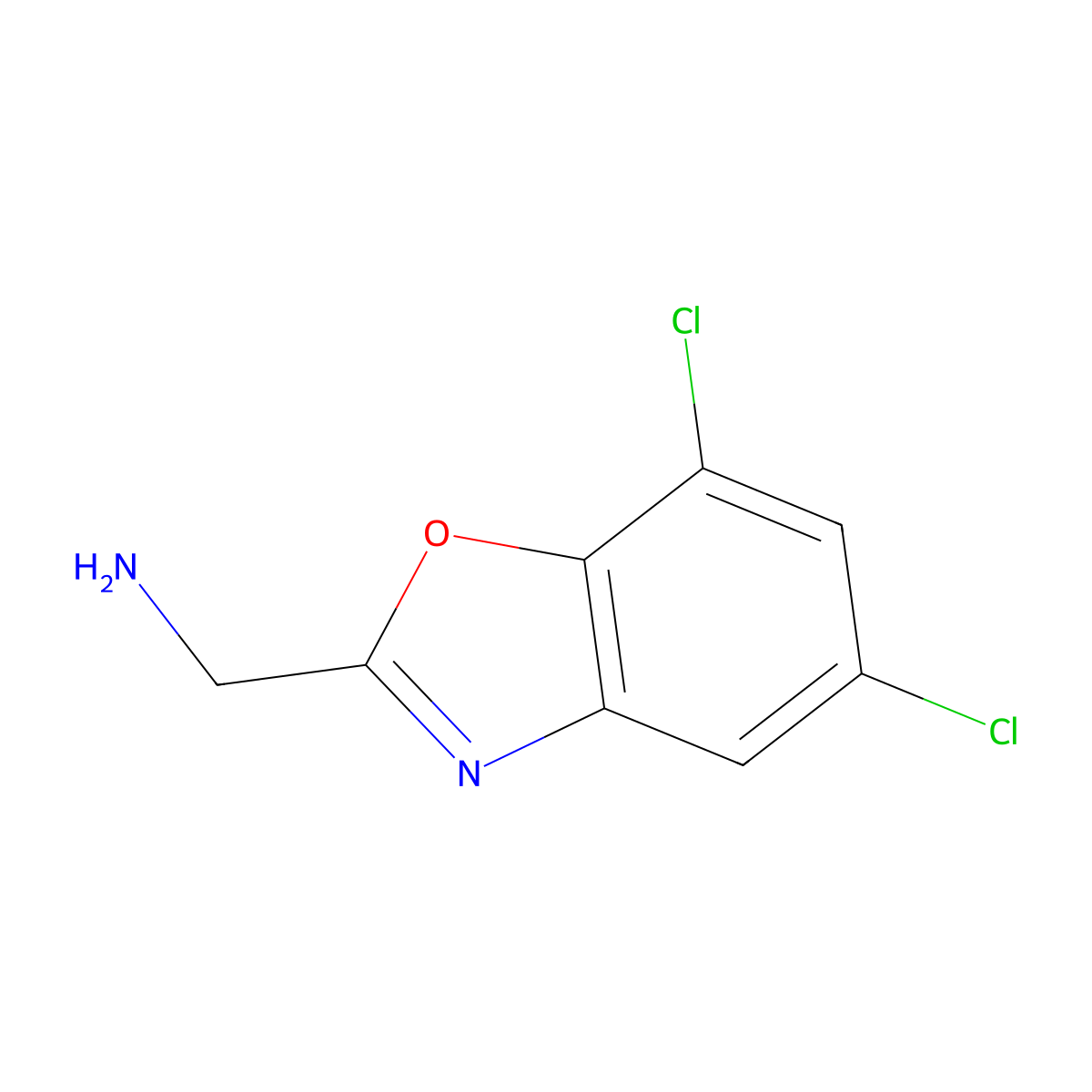5,7-Dichlorobenzoxazole-2-methanamine molecular structure, CAS 1267345-98-1