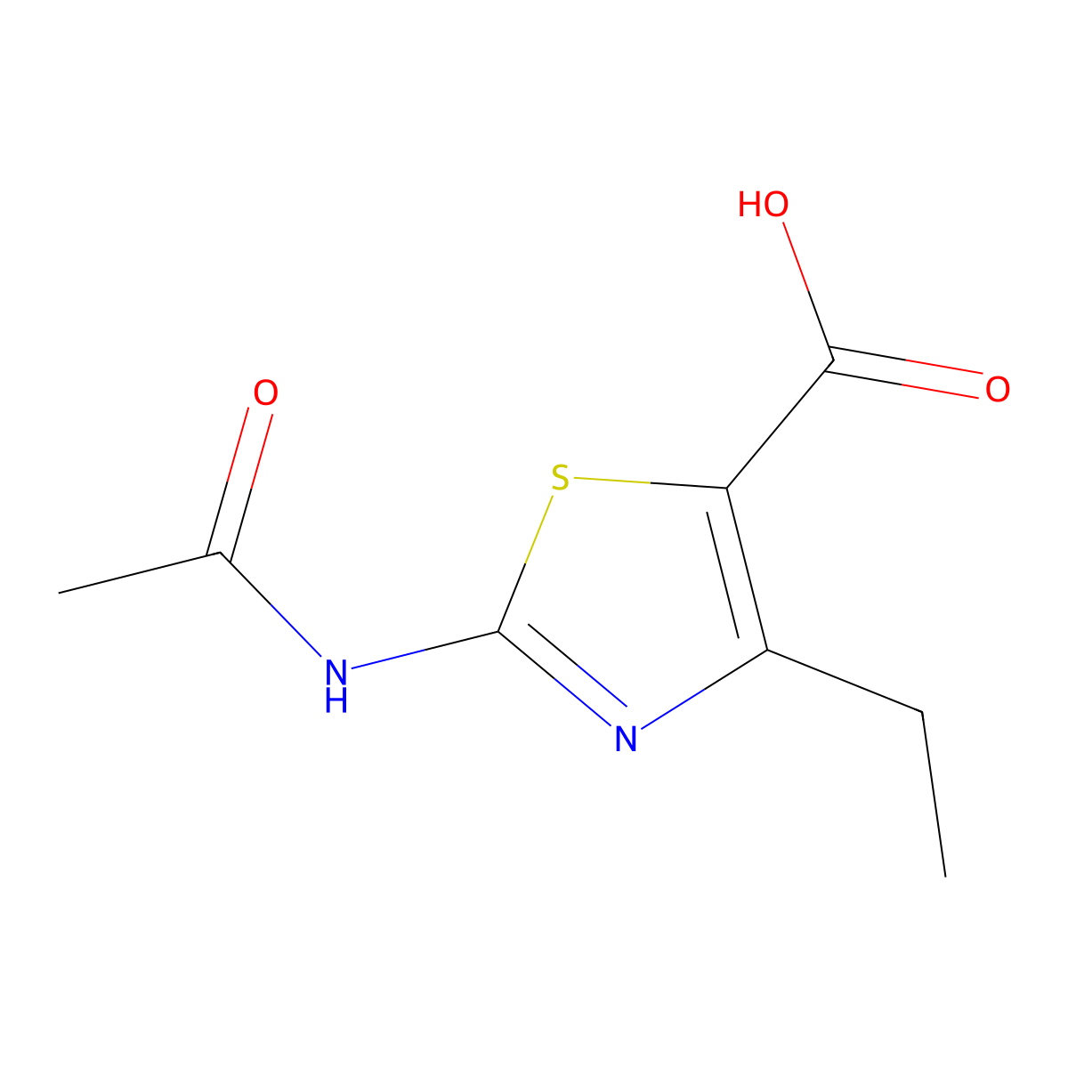 2-Acetamido-4-ethyl-1,3-thiazole-5-carboxylic acid molecular structure, CAS 1267346-96-2