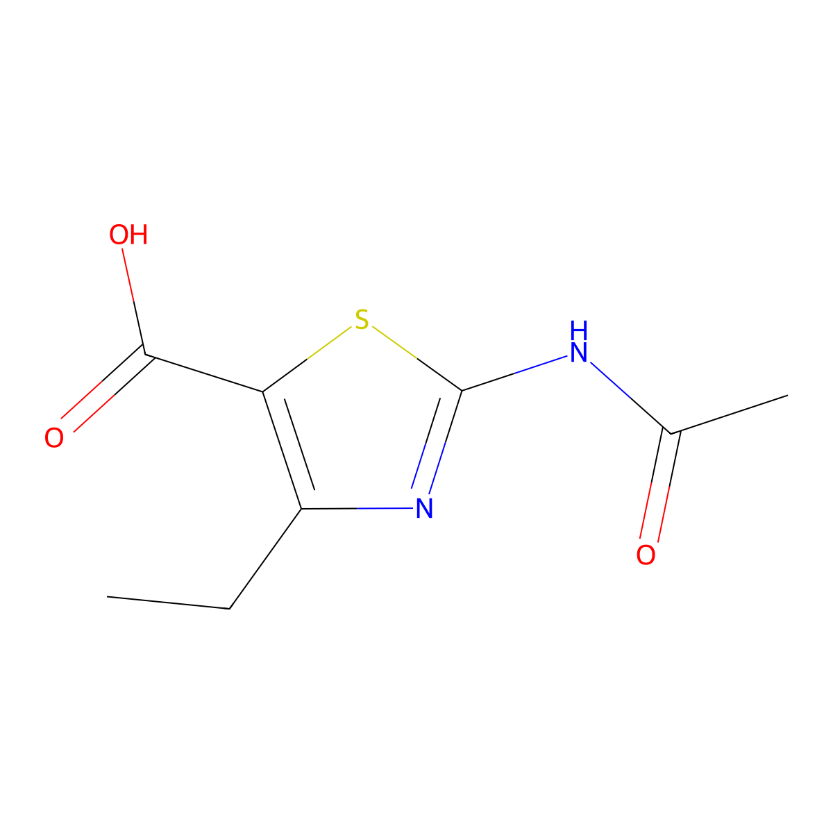 2-Acetamido-4-ethyl-1,3-thiazole-5-carboxylic acid molecular structure, CAS 1267346-96-2