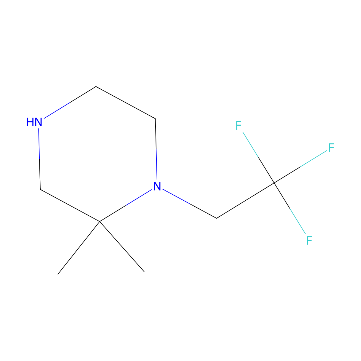 2,2-Dimethyl-1-(2,2,2-trifluoroethyl)piperazine molecular structure, CAS 1267349-95-0