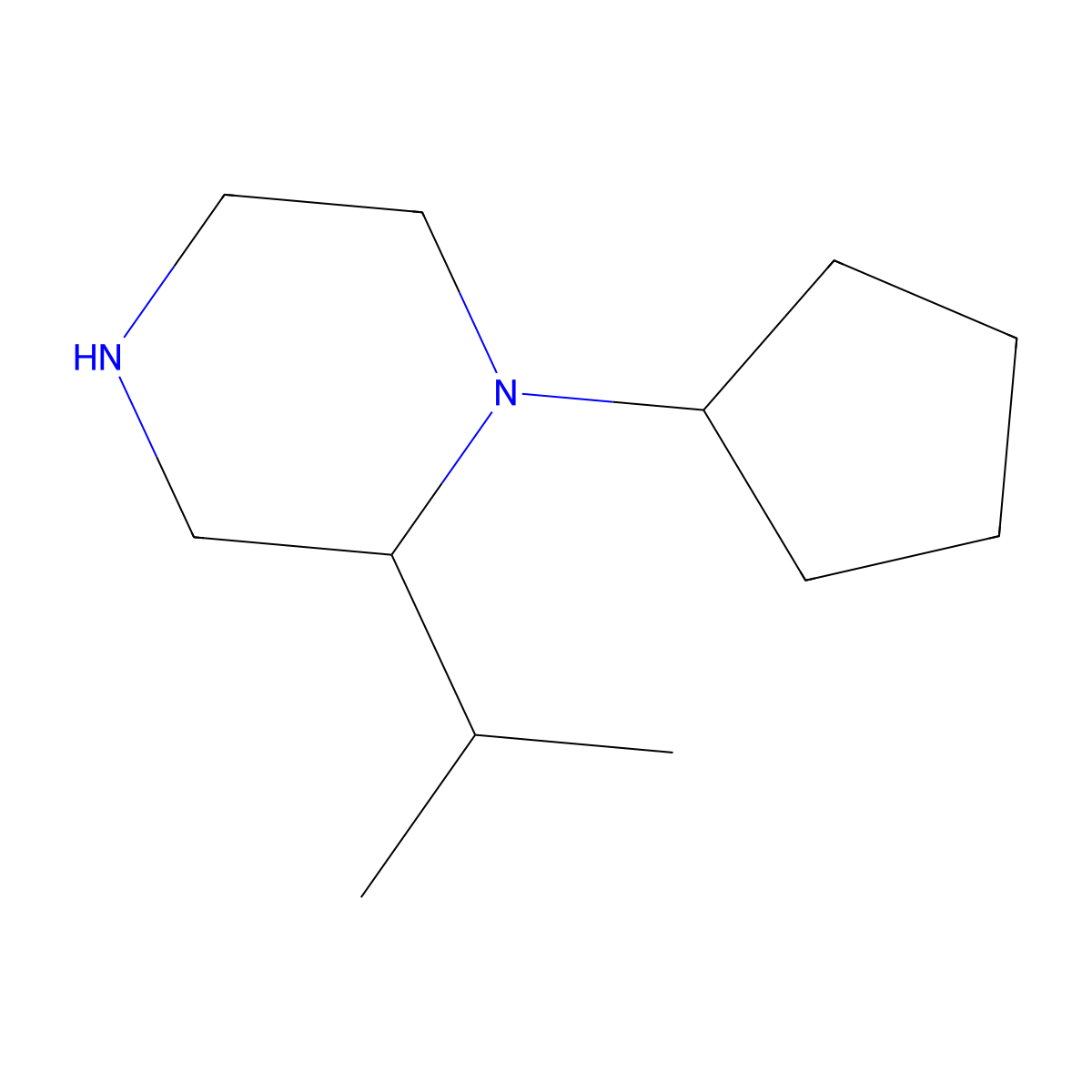 1-Cyclopentyl-2-(propan-2-yl)piperazine molecular structure, CAS 1267350-44-6