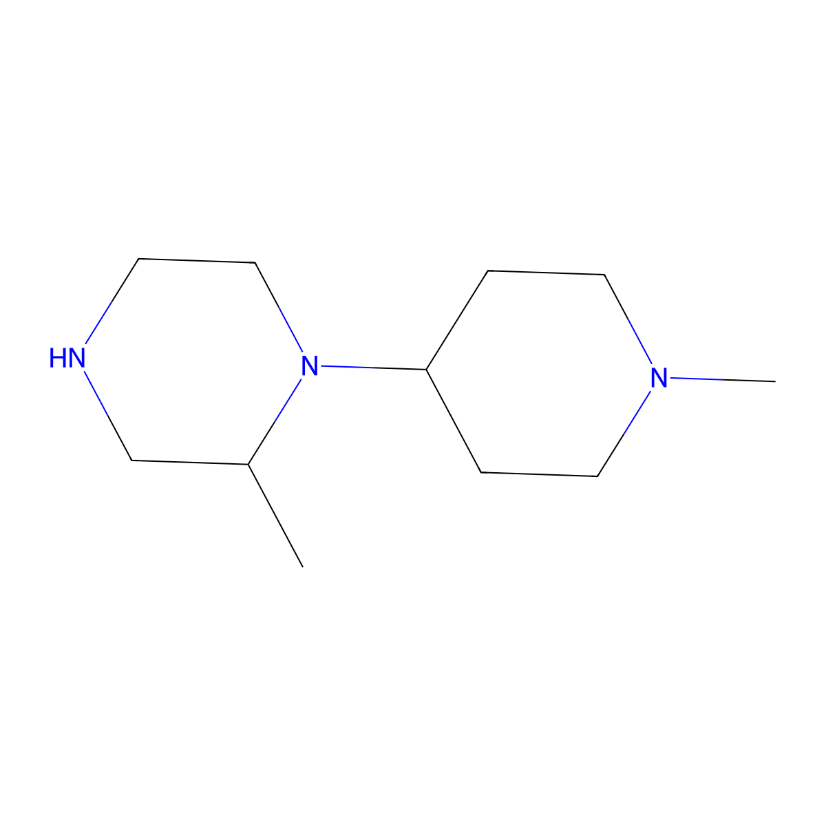 2-Methyl-1-(1-methylpiperidin-4-yl)piperazine molecular structure, CAS 1267350-91-3