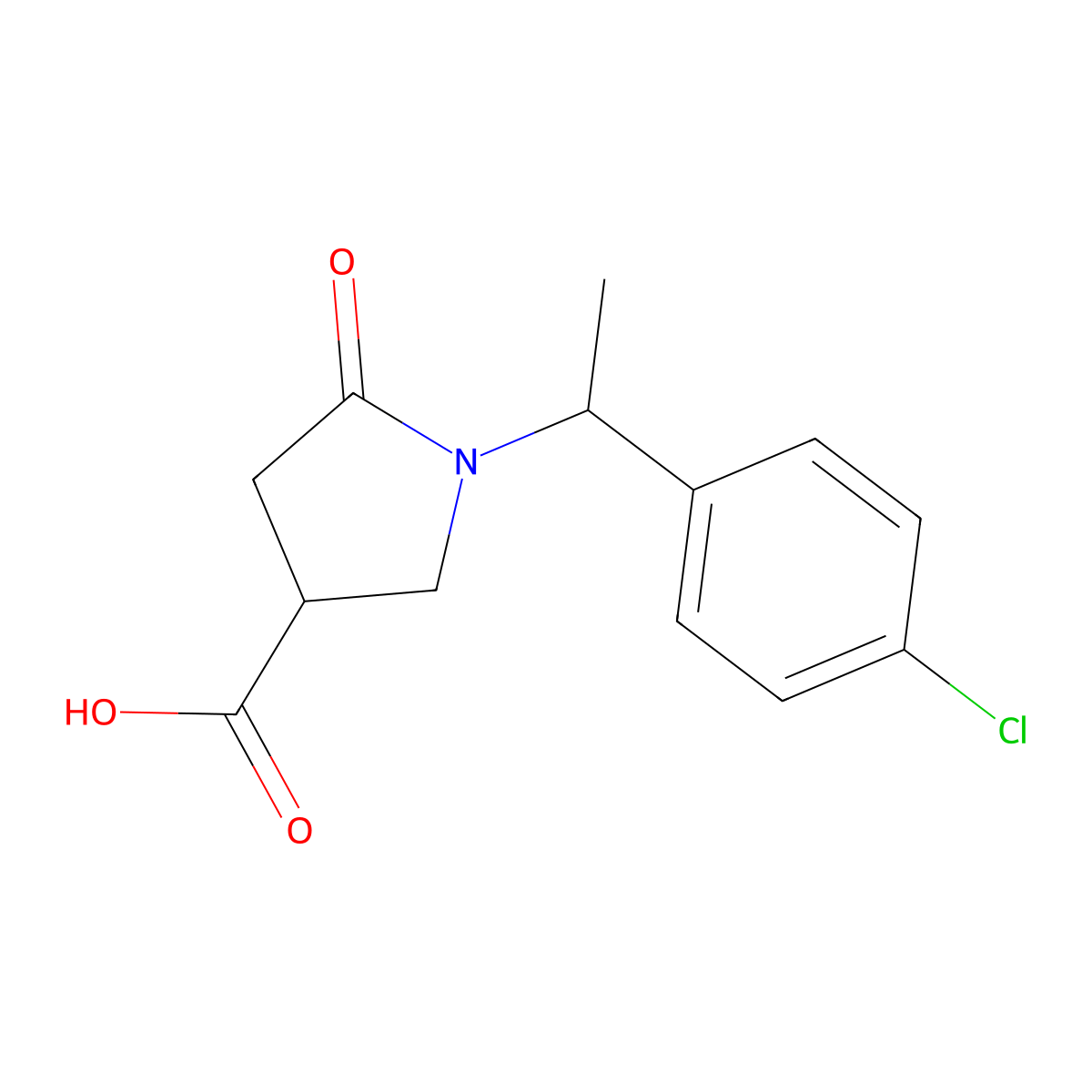 1-[1-(4-Chlorophenyl)ethyl]-5-oxopyrrolidine-3-carboxylic acid molecular structure, CAS 1267356-32-0