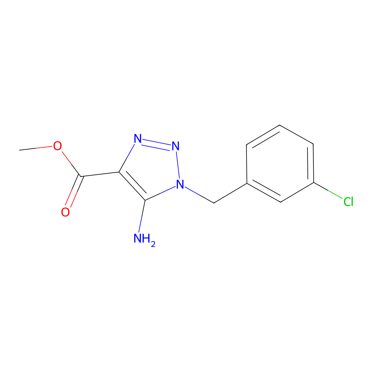 methyl 5-amino-1-(3-chlorobenzyl)-1H-1,2,3-triazole-4-carboxylate molecular structure, CAS 1267372-38-2