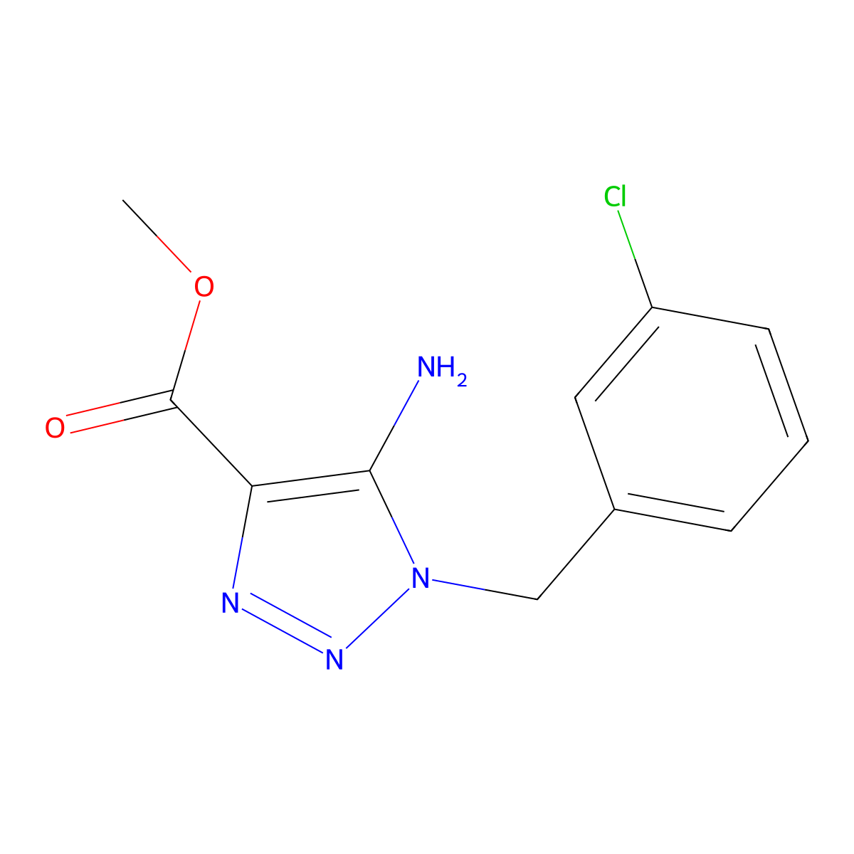 methyl 5-amino-1-(3-chlorobenzyl)-1H-1,2,3-triazole-4-carboxylate molecular structure, CAS 1267372-38-2