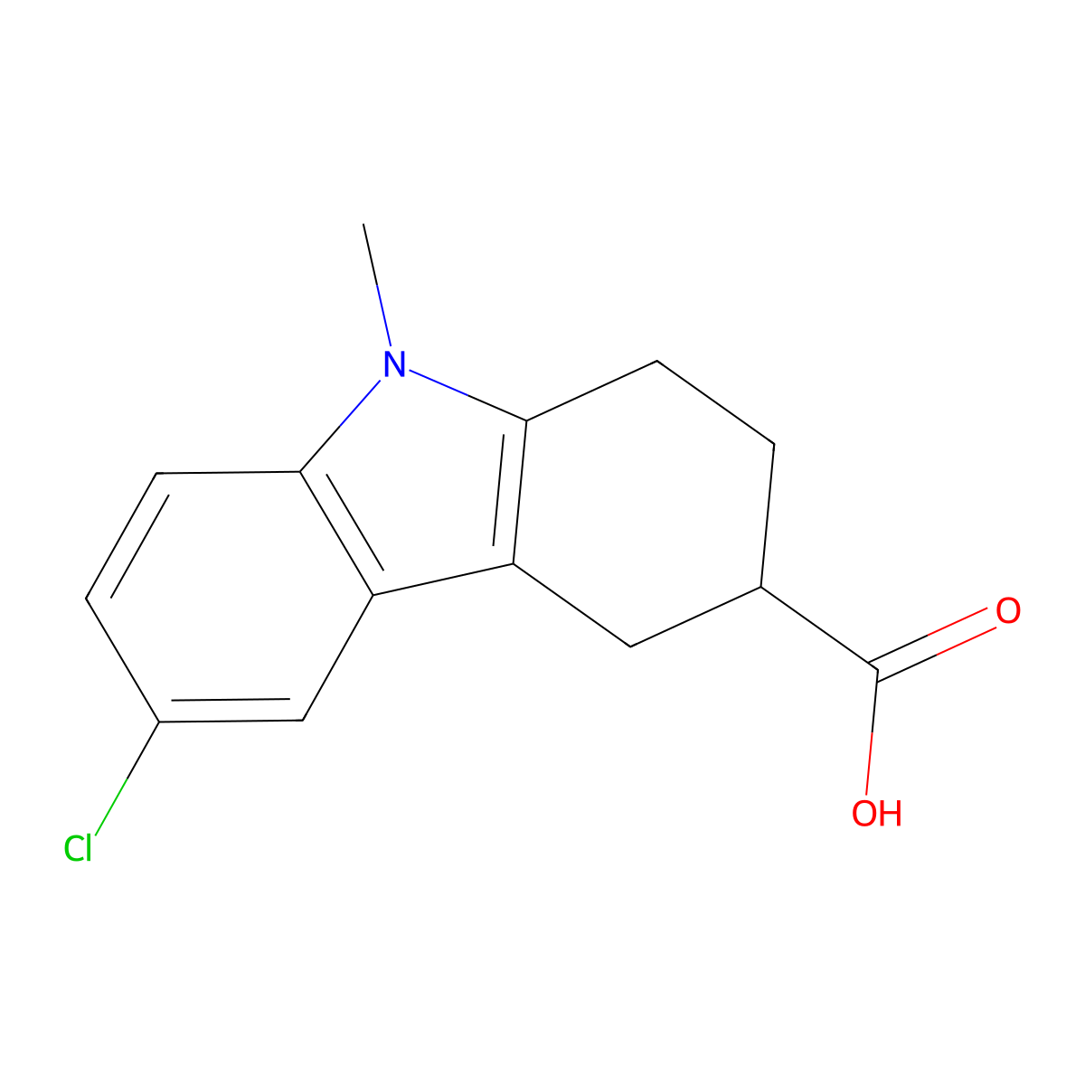 6-chloro-9-methyl-2,3,4,9-tetrahydro-1H-carbazole-3-carboxylic acid molecular structure, CAS 1267390-15-7