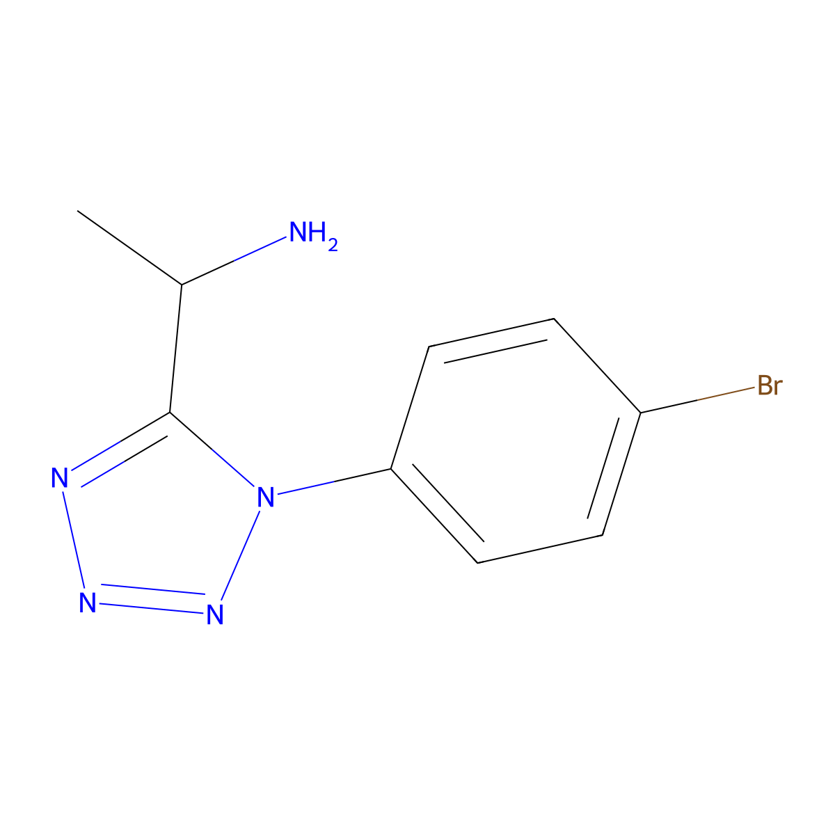 1-[1-(4-bromophenyl)-1H-1,2,3,4-tetrazol-5-yl]ethan-1-amine molecular structure, CAS 1267390-32-8