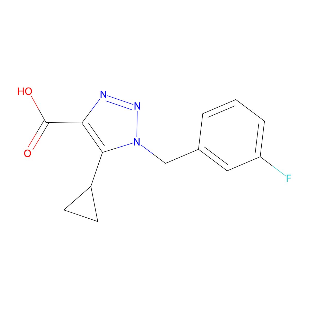 5-cyclopropyl-1-[(3-fluorophenyl)methyl]-1H-1,2,3-triazole-4-carboxylic acid molecular structure, CAS 1267398-63-9