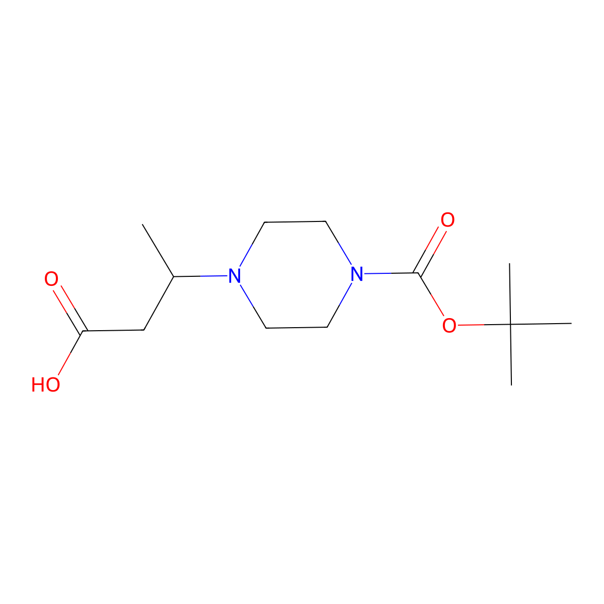 3-{4-[(Tert-butoxy)carbonyl]piperazin-1-yl}butanoic acid molecular structure, CAS 1267409-70-0