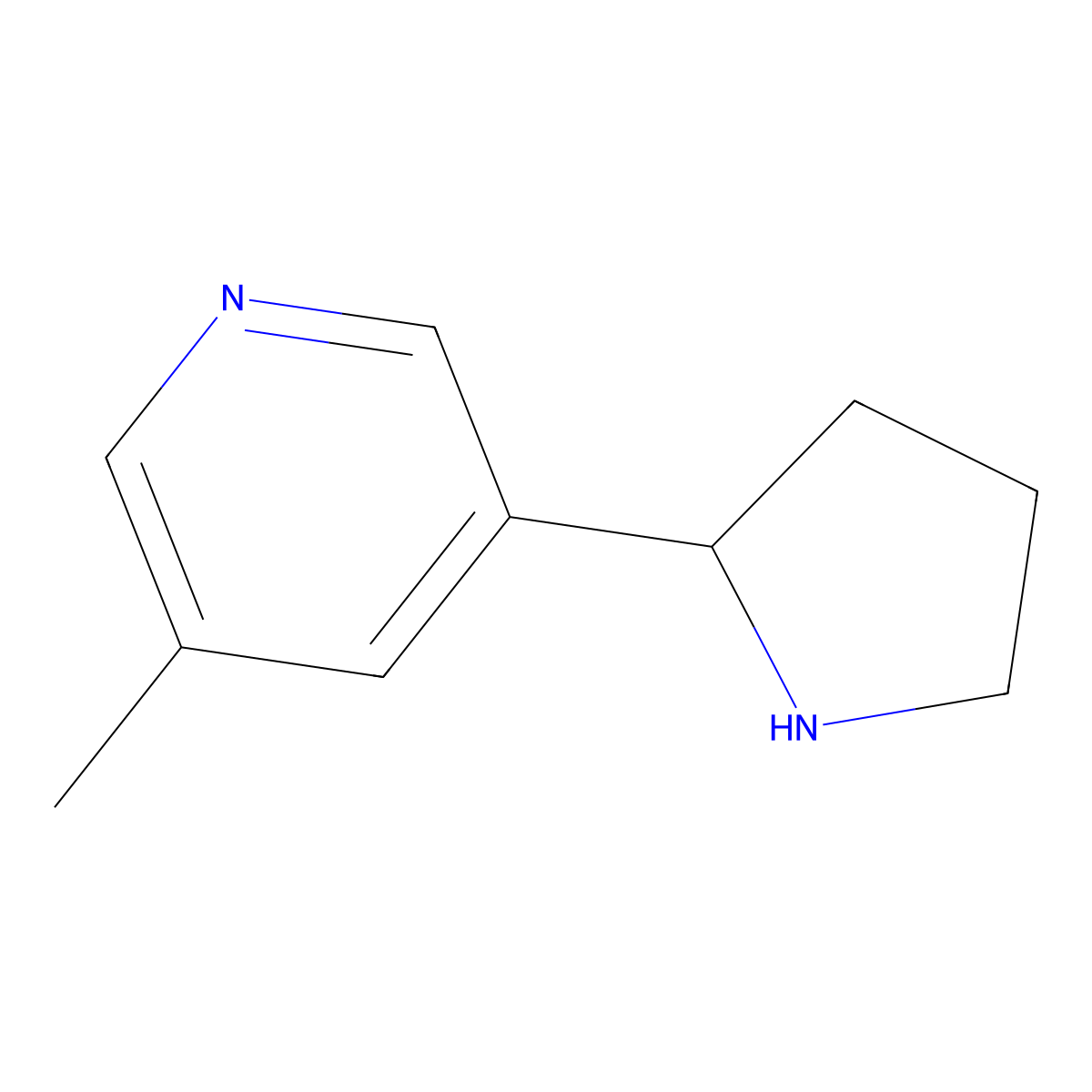 3-Methyl-5-(pyrrolidin-2-yl)pyridine molecular structure, CAS 126741-11-5