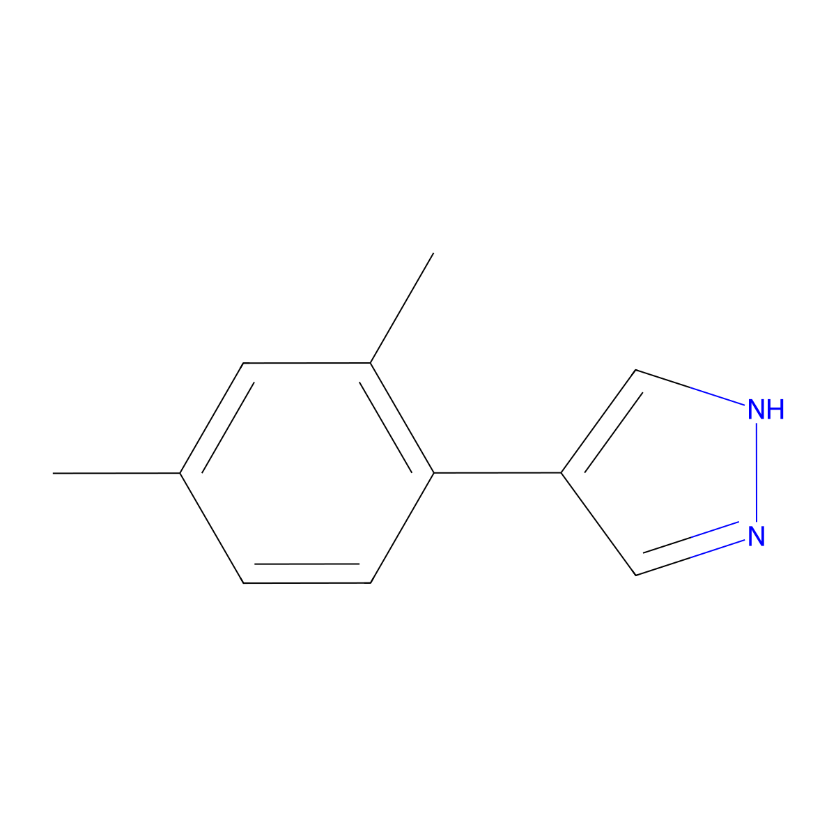 4-(2,4-dimethylphenyl)-1H-pyrazole molecular structure, CAS 1267417-22-0
