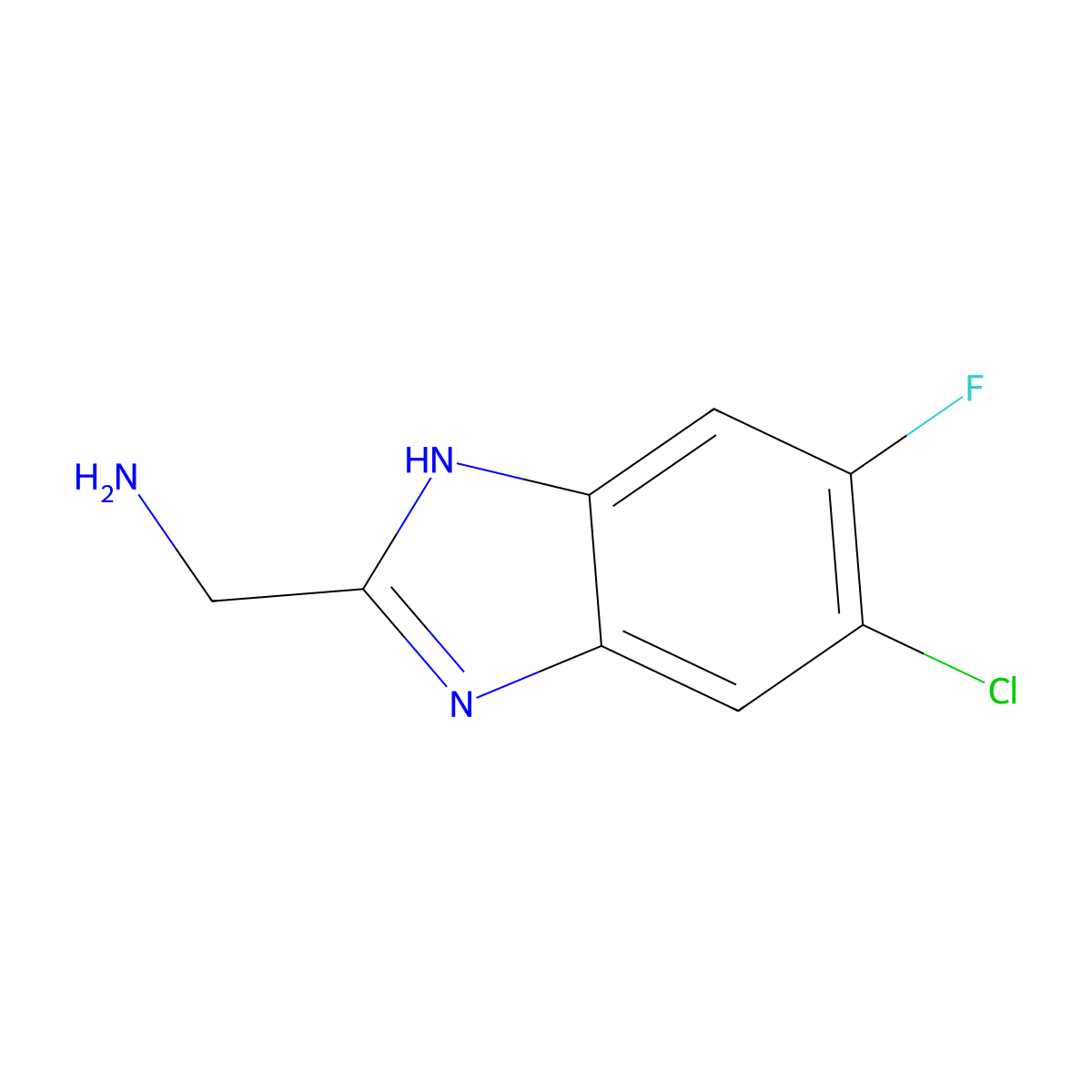 (6-chloro-5-fluoro-1H-1,3-benzodiazol-2-yl)methanamine molecular structure, CAS 1267418-84-7
