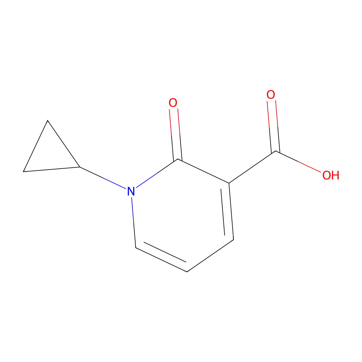 1-Cyclopropyl-2-oxo-1,2-dihydropyridine-3-carboxylic acid molecular structure, CAS 1267425-40-0