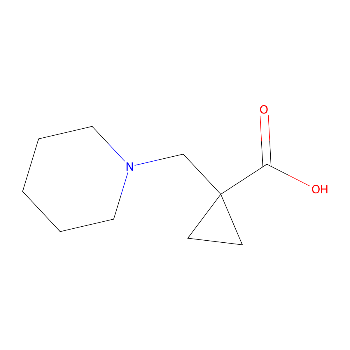 1-(Piperidin-1-ylmethyl)cyclopropanecarboxylic acid molecular structure, CAS 1267426-00-5