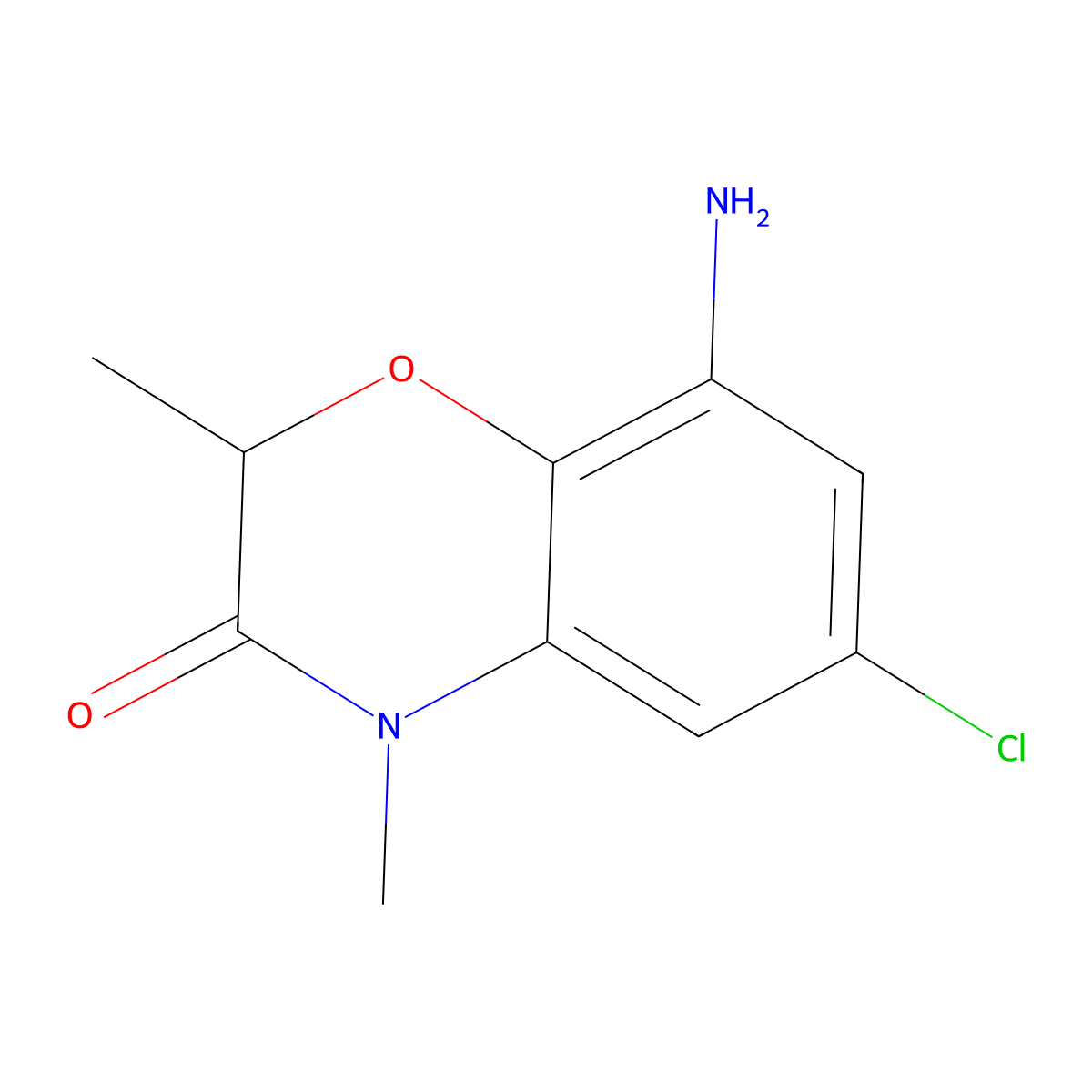 8-amino-6-chloro-2,4-dimethyl-3,4-dihydro-2H-1,4-benzoxazin-3-one molecular structure, CAS 1267429-00-4