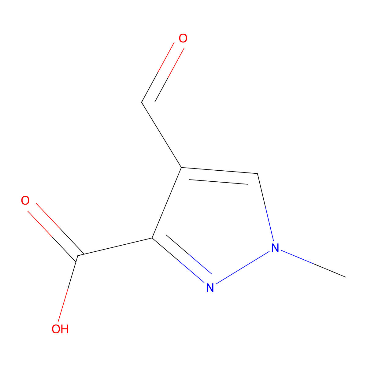 4-formyl-1-methyl-1H-pyrazole-3-carboxylic acid molecular structure, CAS 1267443-23-1
