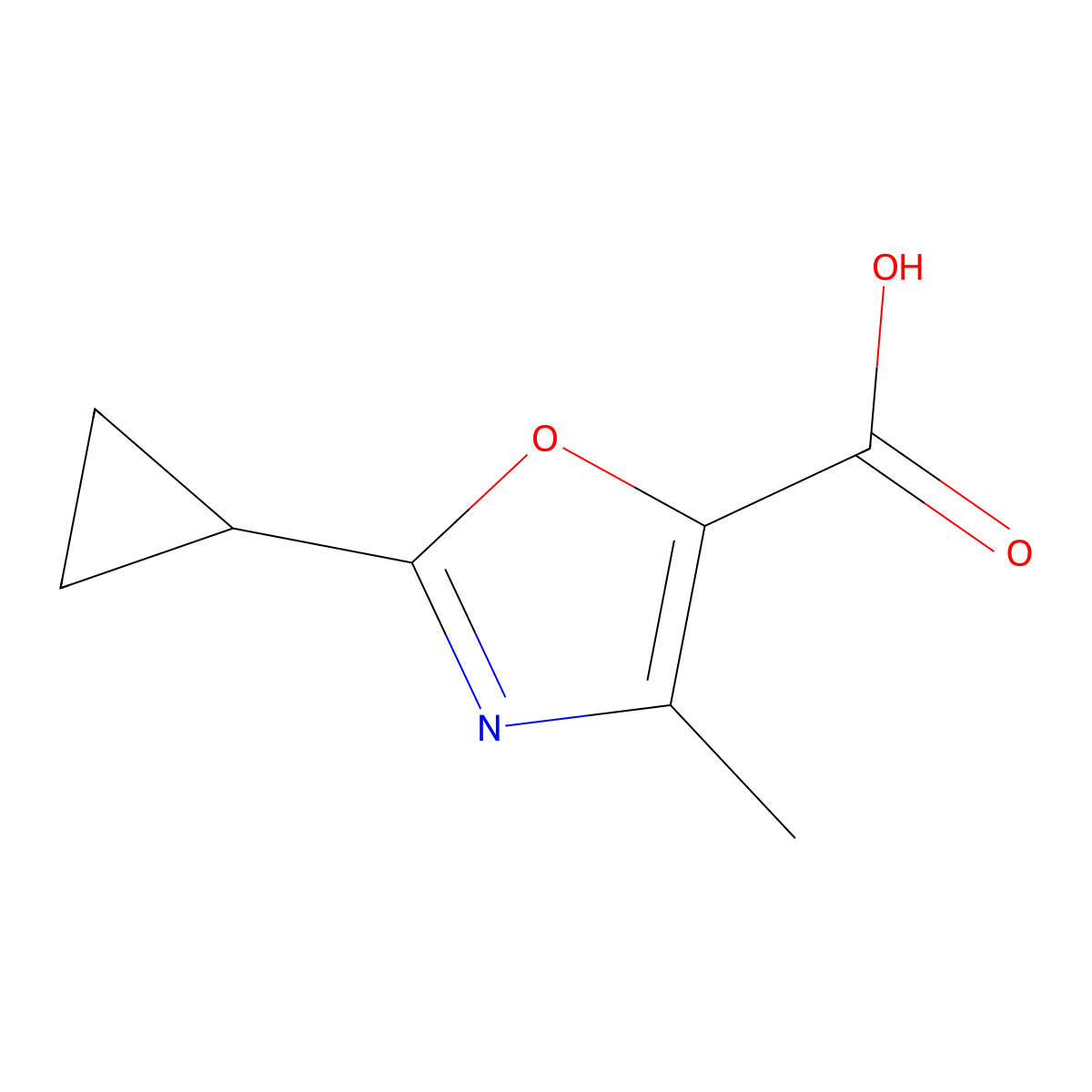2-Cyclopropyl-4-methyl-1,3-oxazole-5-carboxylic acid molecular structure, CAS 1267443-54-8