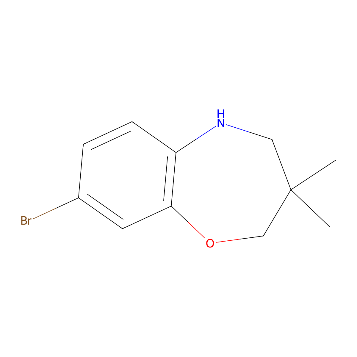8-Bromo-3,3-dimethyl-2,3,4,5-tetrahydro-1,5-benzoxazepine molecular structure, CAS 1267444-25-6