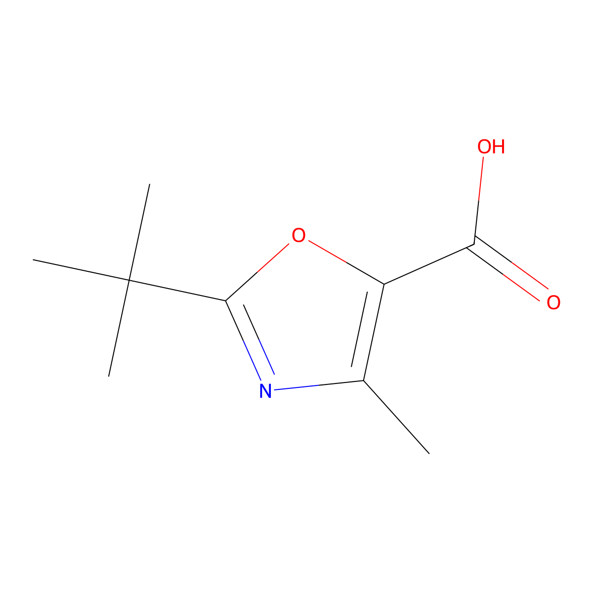 2-(tert-Butyl)-4-methyloxazole-5-carboxylic acid molecular structure, CAS 1267445-43-1