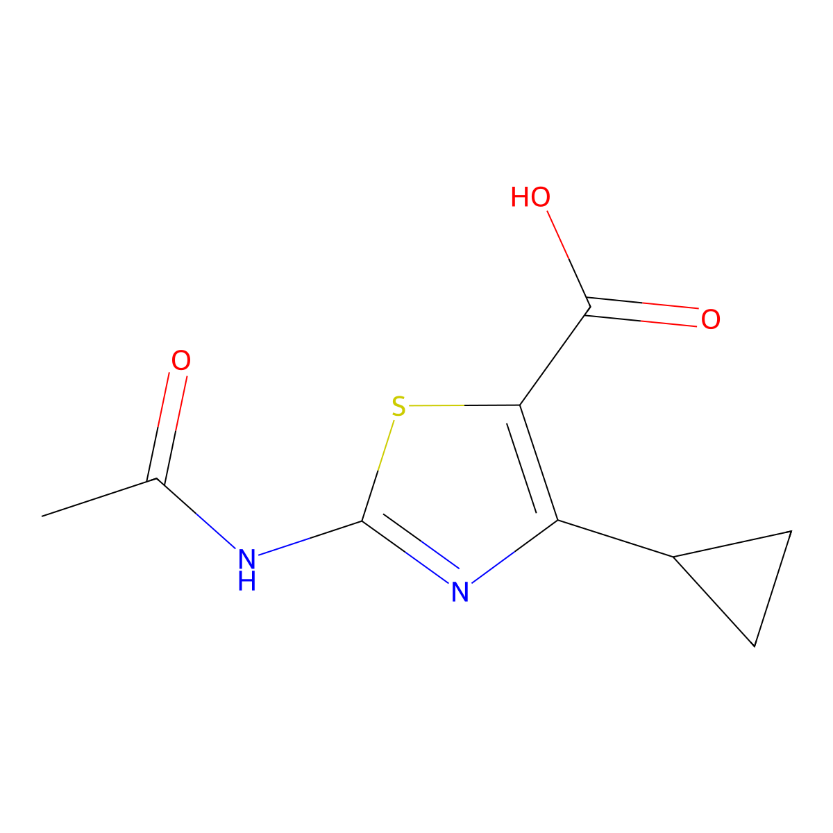4-Cyclopropyl-2-acetamido-1,3-thiazole-5-carboxylic acid molecular structure, CAS 1267447-41-5