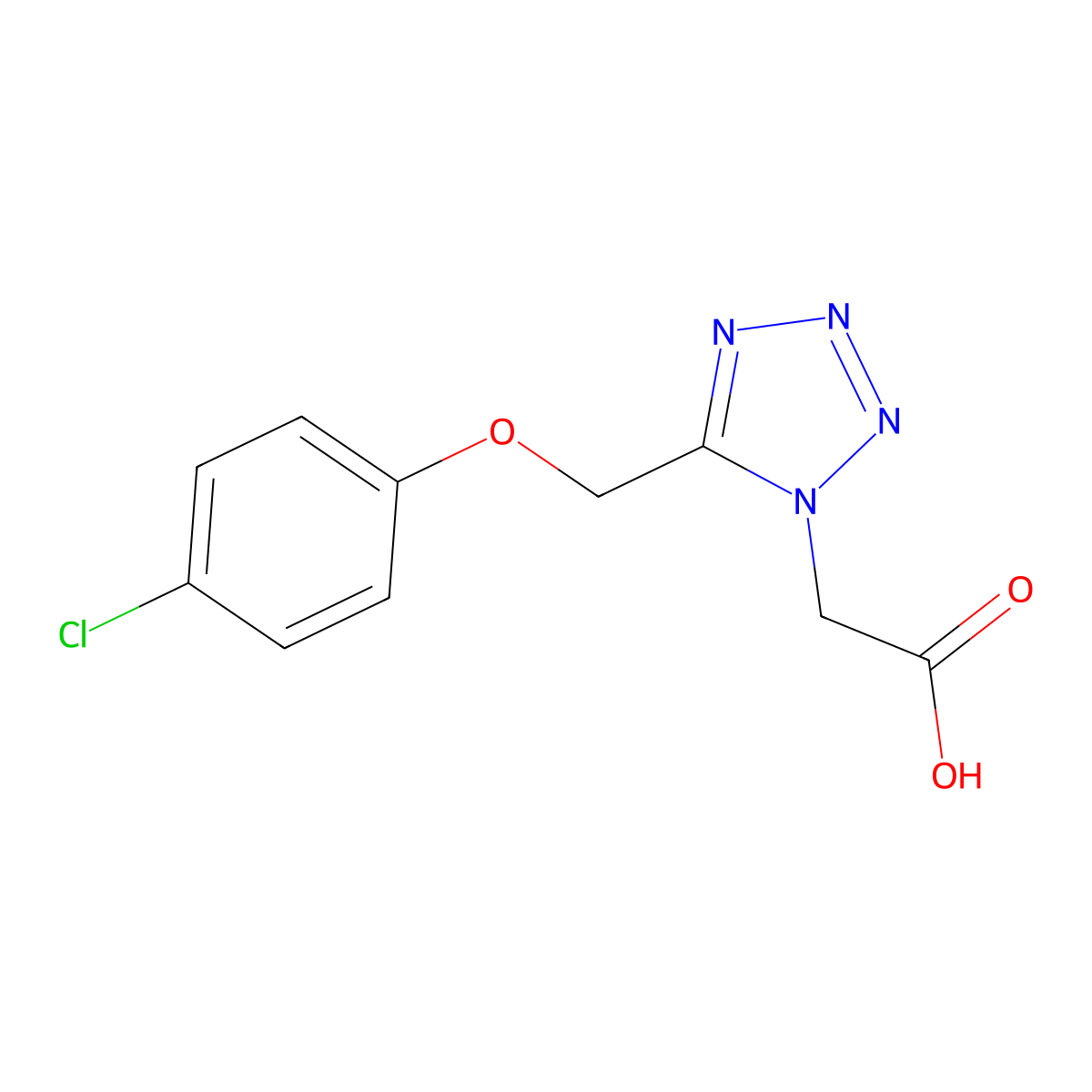 2-(5-((4-Chlorophenoxy)methyl)-1H-tetrazol-1-yl)acetic acid molecular structure, CAS 1267449-44-4