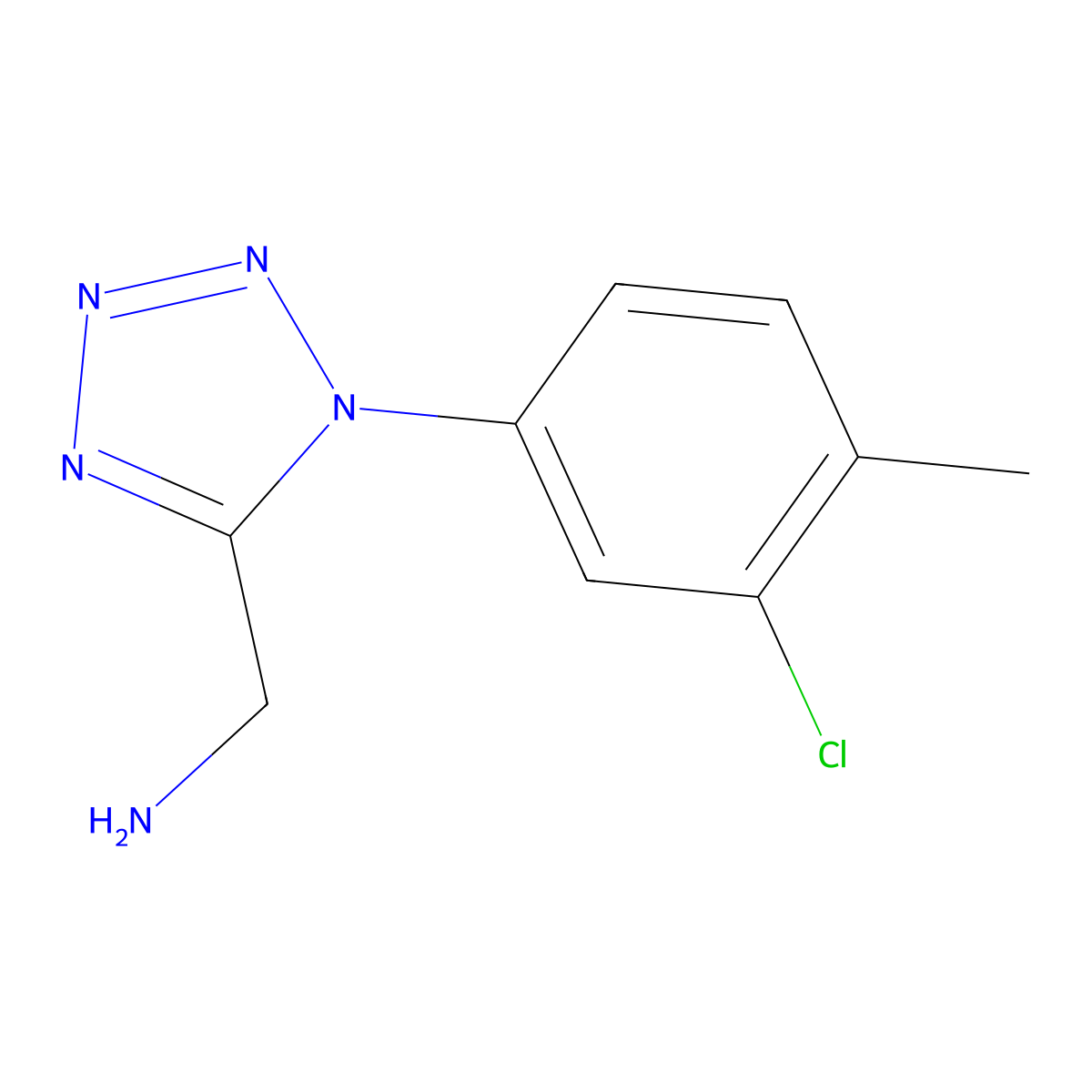 (1-(3-Chloro-4-methylphenyl)-1h-tetrazol-5-yl)methanamine molecular structure, CAS 1267450-12-3