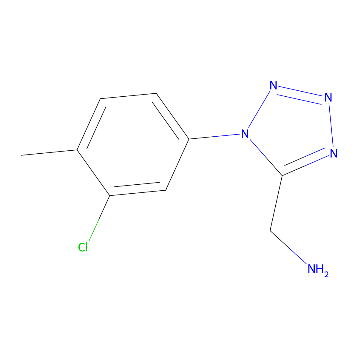 (1-(3-Chloro-4-methylphenyl)-1h-tetrazol-5-yl)methanamine molecular structure, CAS 1267450-12-3