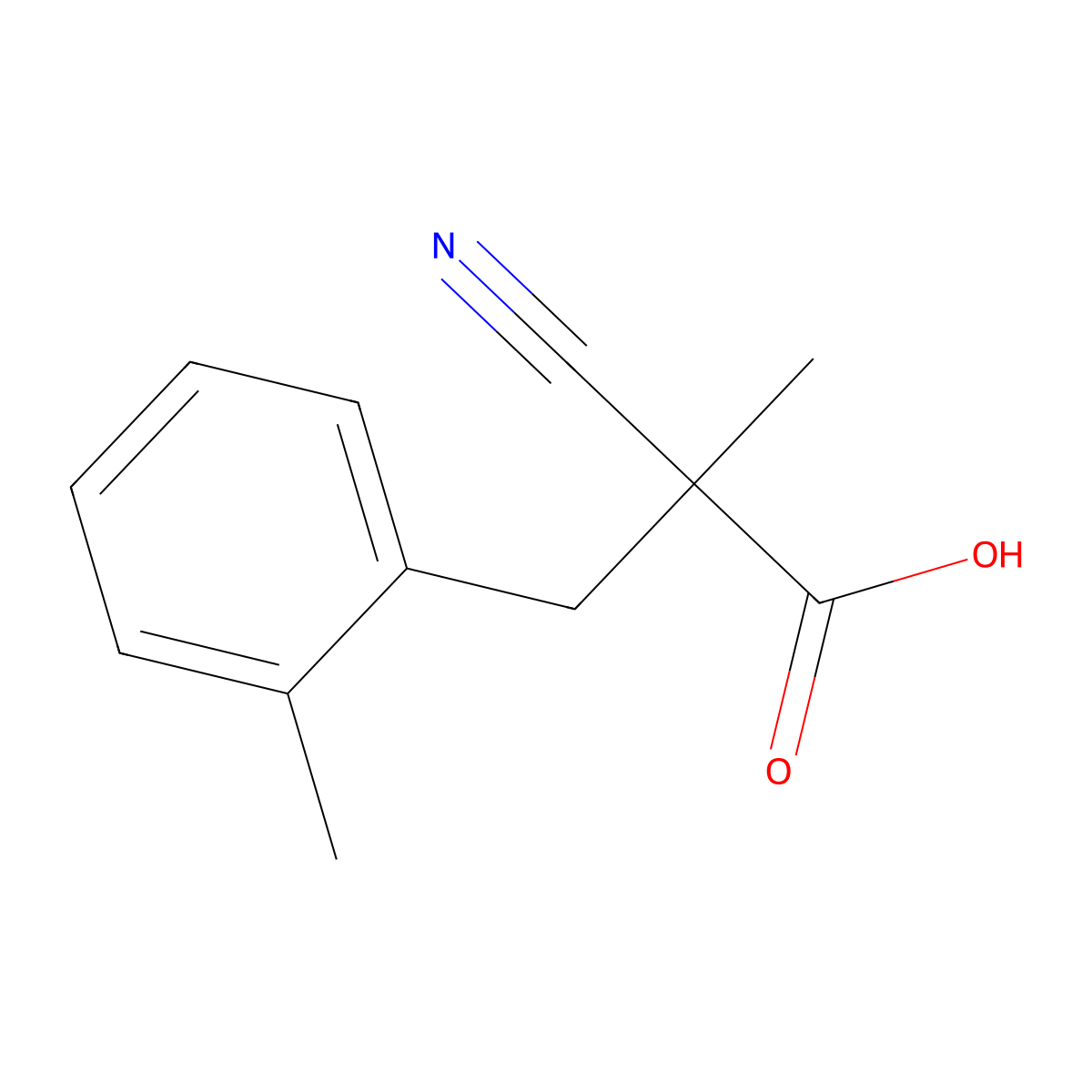 2-Cyano-2-methyl-3-(2-methylphenyl)propanoic acid molecular structure, CAS 1267455-70-8