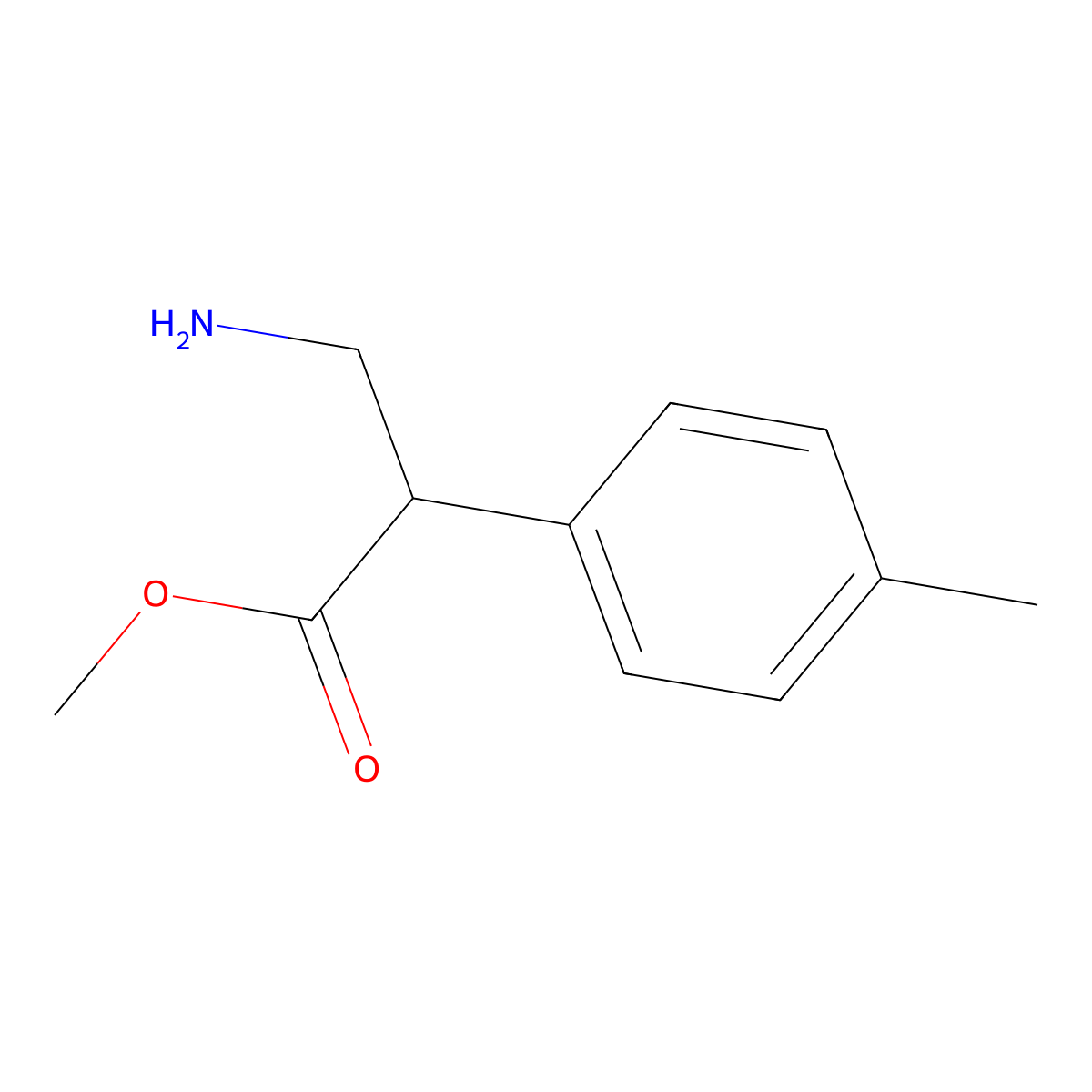 Methyl 3-amino-2-(4-methylphenyl)propanoate molecular structure, CAS 1267457-24-8