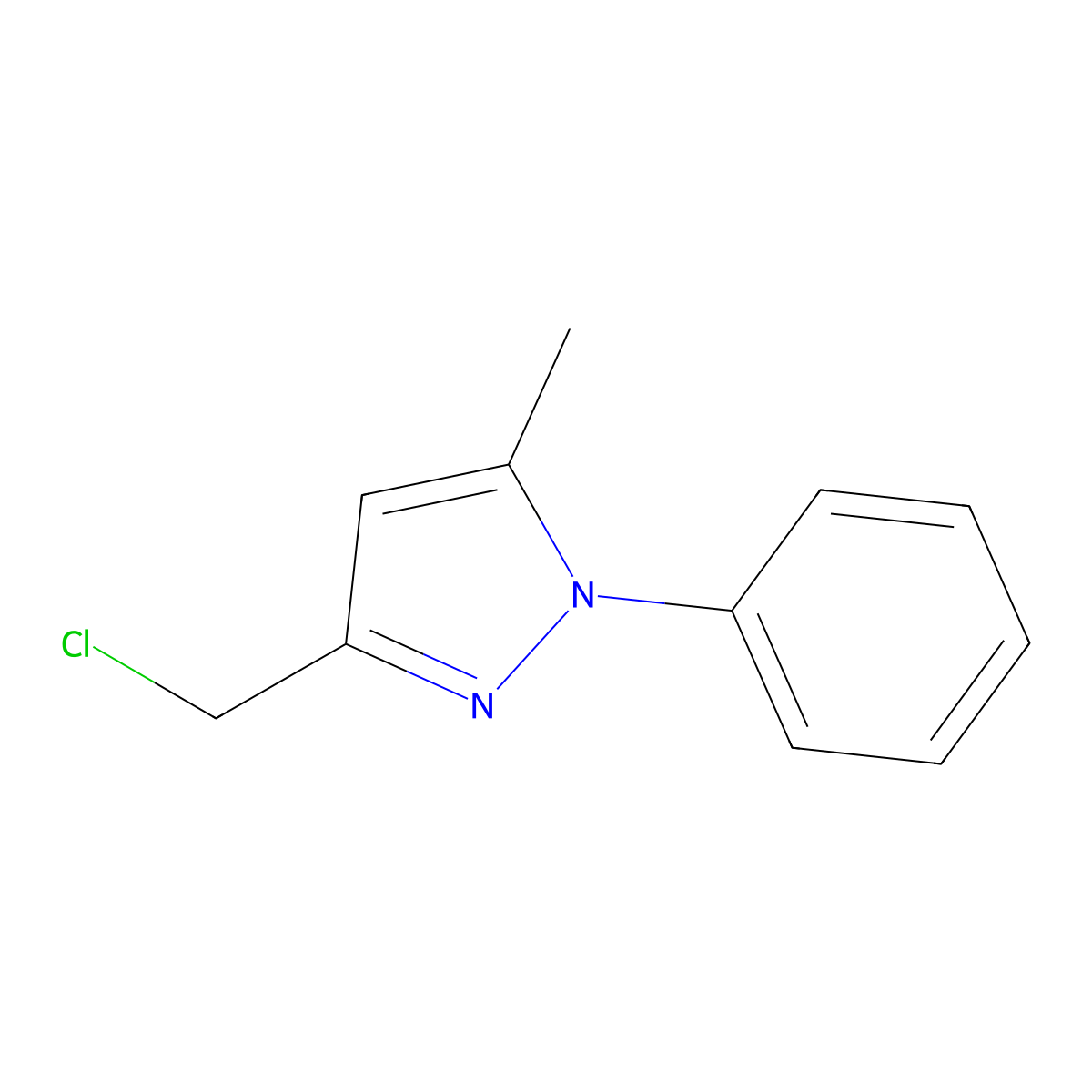 3-(chloromethyl)-5-methyl-1-phenyl-1H-pyrazole molecular structure, CAS 1267457-44-2