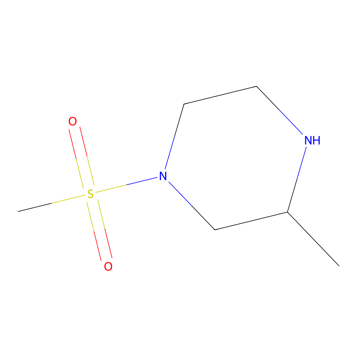 1-Methanesulfonyl-3-methyl-piperazine molecular structure, CAS 1267461-17-5